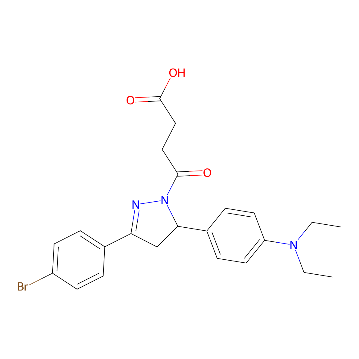4-[3-(4-bromophenyl)-5-[4-(diethylamino)phenyl]-4,5-dihydro-1H-pyrazol-1-yl]-4-oxobutanoic acid molecular structure, CAS 361479-05-2