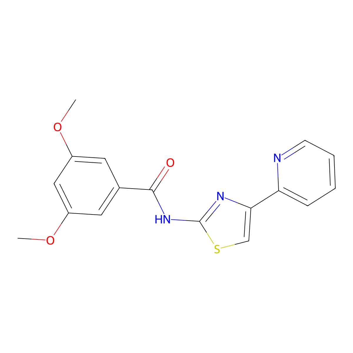 3,5-dimethoxy-N-(4-(pyridin-2-yl)thiazol-2-yl)benzamide molecular structure, CAS 361479-16-5