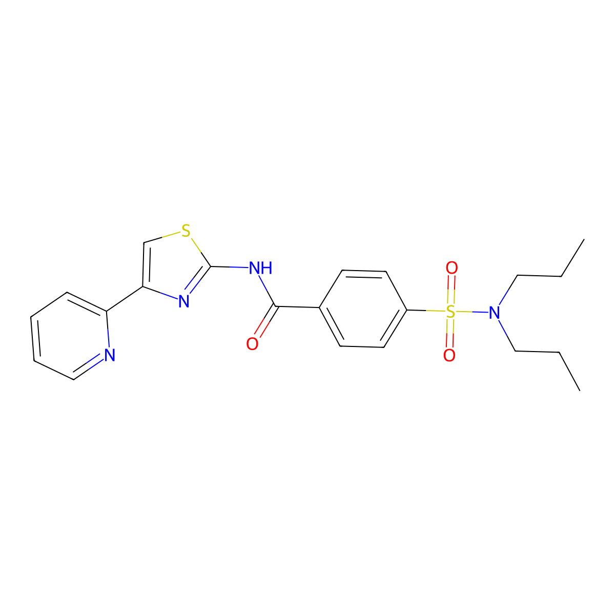 4-(dipropylsulfamoyl)-N-(4-pyridin-2-yl-1,3-thiazol-2-yl)benzamide molecular structure, CAS 361479-21-2