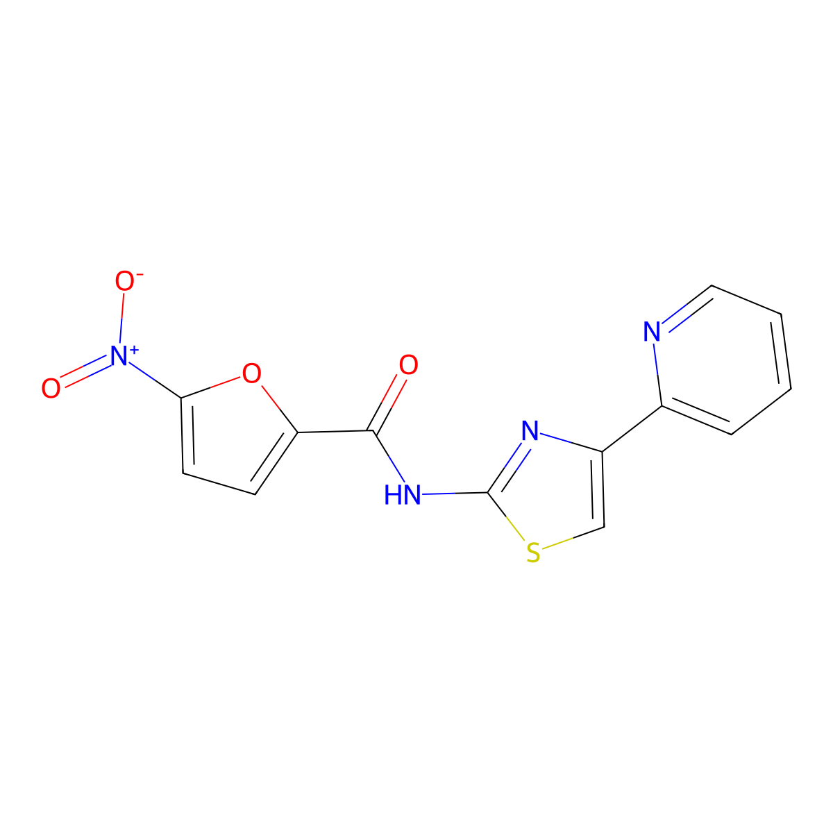 5-nitro-N-(4-(pyridin-2-yl)thiazol-2-yl)furan-2-carboxamide molecular structure, CAS 361479-23-4