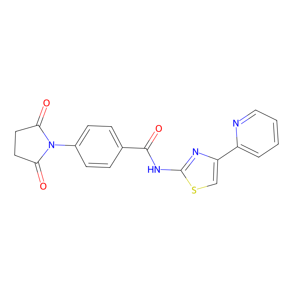 4-(2,5-dioxopyrrolidin-1-yl)-N-(4-(pyridin-2-yl)thiazol-2-yl)benzamide molecular structure, CAS 361479-24-5