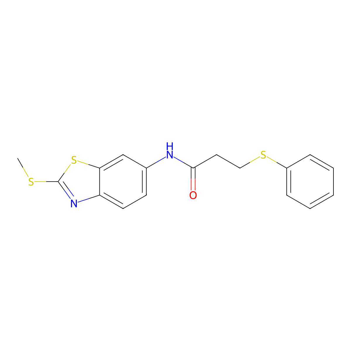 N-(2-(methylthio)benzo[d]thiazol-6-yl)-3-(phenylthio)propanamide molecular structure, CAS 361479-28-9