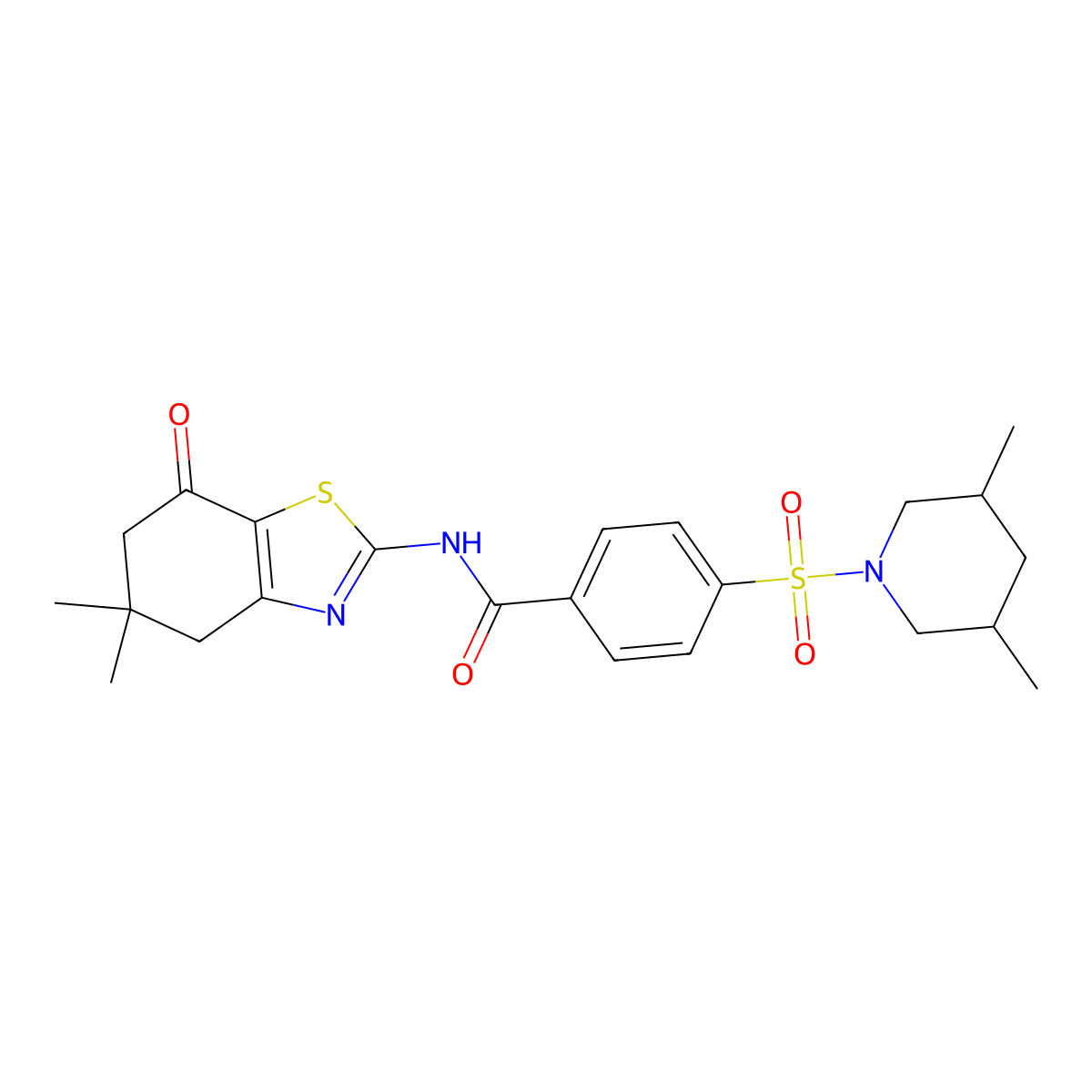 N-(5,5-dimethyl-7-oxo-4,5,6,7-tetrahydrobenzo[d]thiazol-2-yl)-4-((3,5-dimethylpiperidin-1-yl)sulfonyl)benzamide molecular structure, CAS 361479-32-5