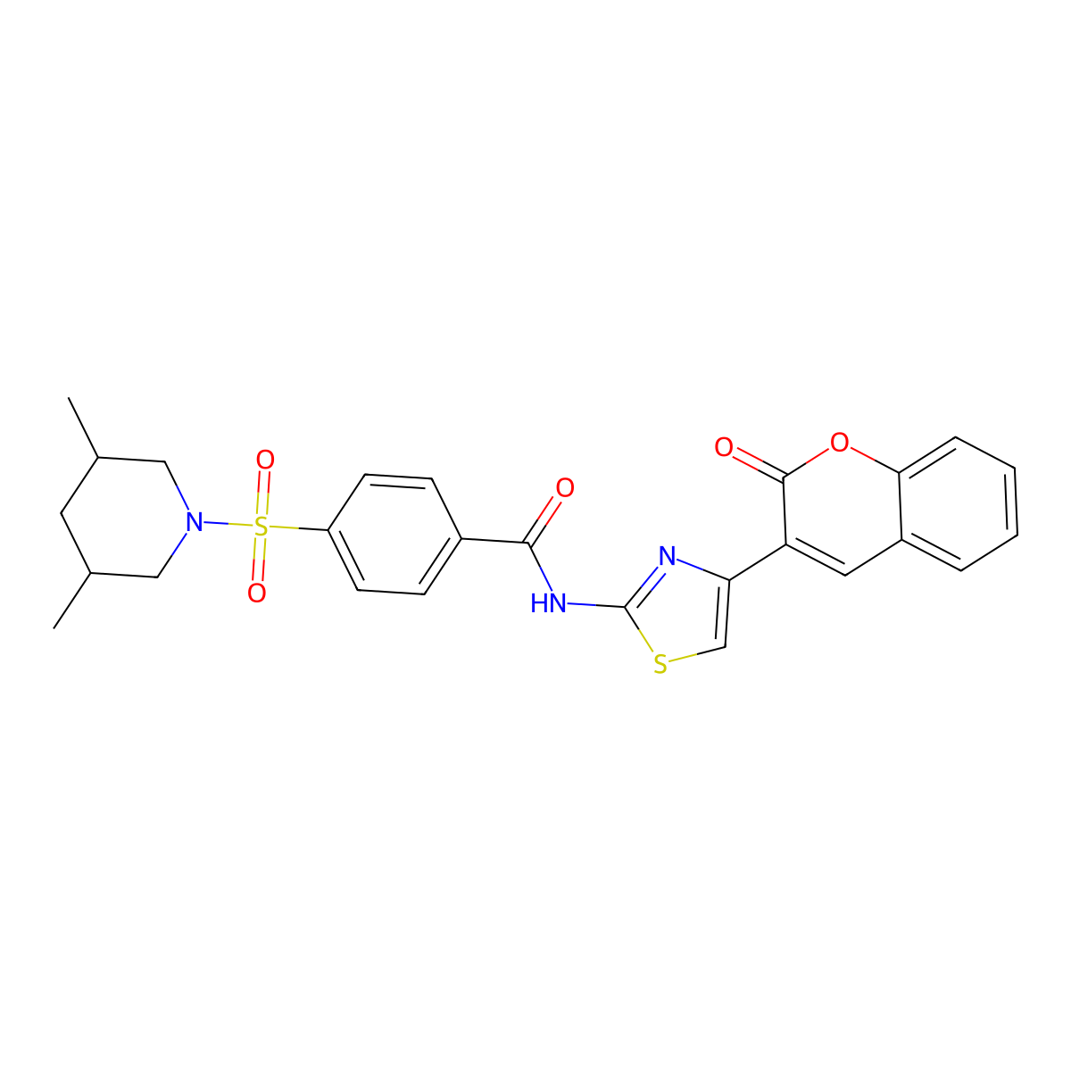 4-[(3,5-dimethylpiperidin-1-yl)sulfonyl]-N-[4-(2-oxo-2H-chromen-3-yl)-1,3-thiazol-2-yl]benzamide molecular structure, CAS 361479-41-6