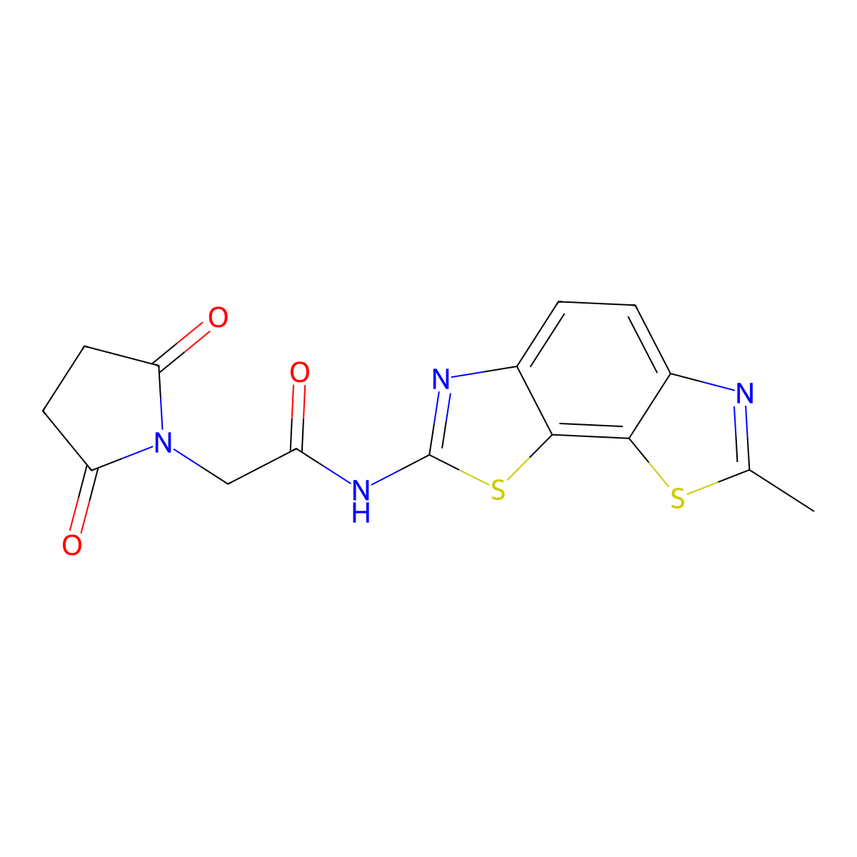 2-(2,5-dioxopyrrolidin-1-yl)-N-(7-methyl-[1,3]thiazolo[4,5-g][1,3]benzothiazol-2-yl)acetamide molecular structure, CAS 361479-44-9