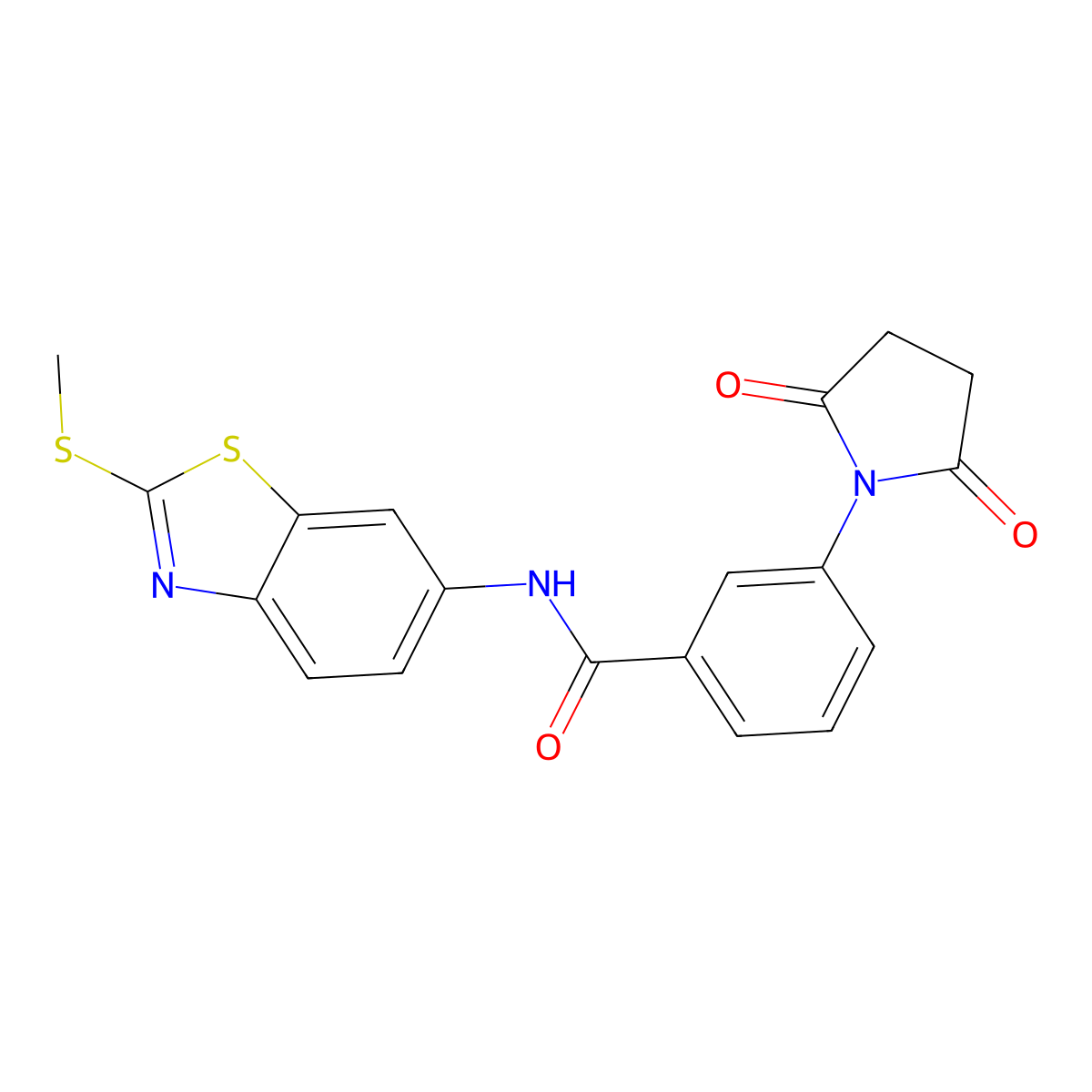 3-(2,5-dioxopyrrolidin-1-yl)-N-(2-(methylthio)benzo[d]thiazol-6-yl)benzamide molecular structure, CAS 361479-46-1