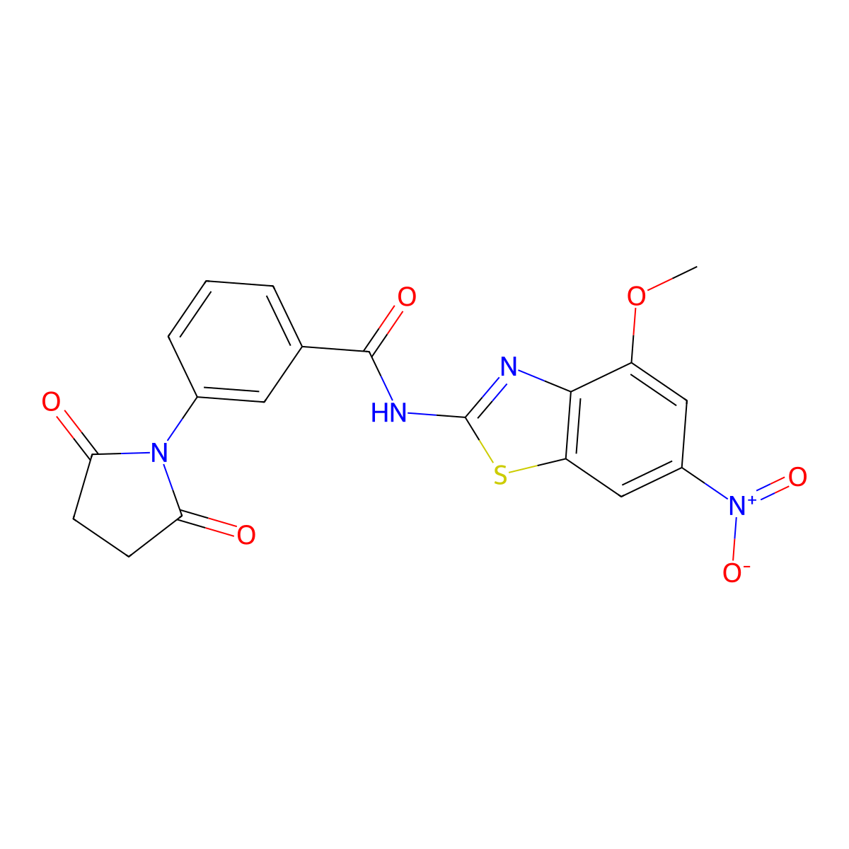 3-(2,5-dioxopyrrolidin-1-yl)-N-(4-methoxy-6-nitro-1,3-benzothiazol-2-yl)benzamide molecular structure, CAS 361479-47-2