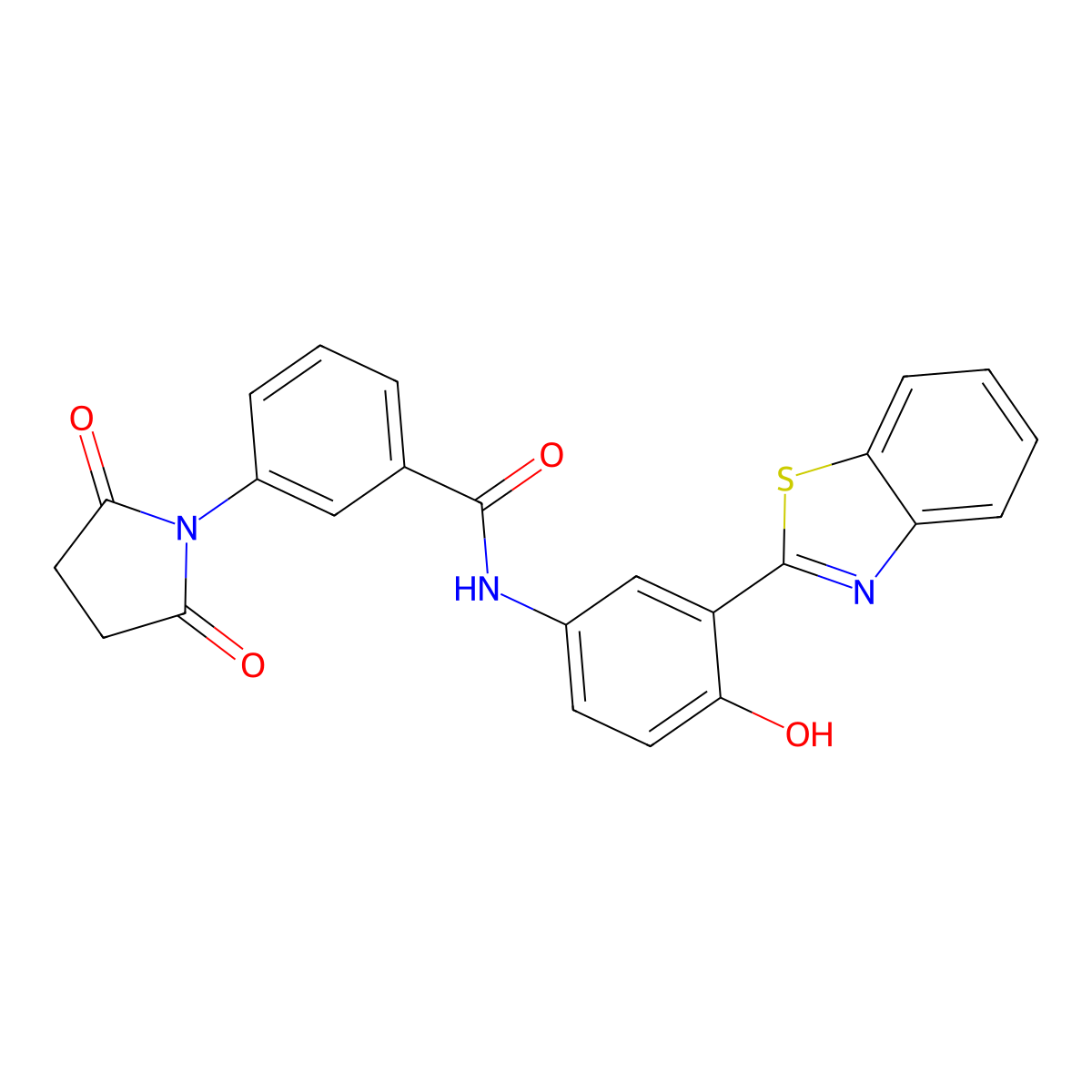 N-[3-(1,3-benzothiazol-2-yl)-4-hydroxyphenyl]-3-(2,5-dioxopyrrolidin-1-yl)benzamide molecular structure, CAS 361479-48-3