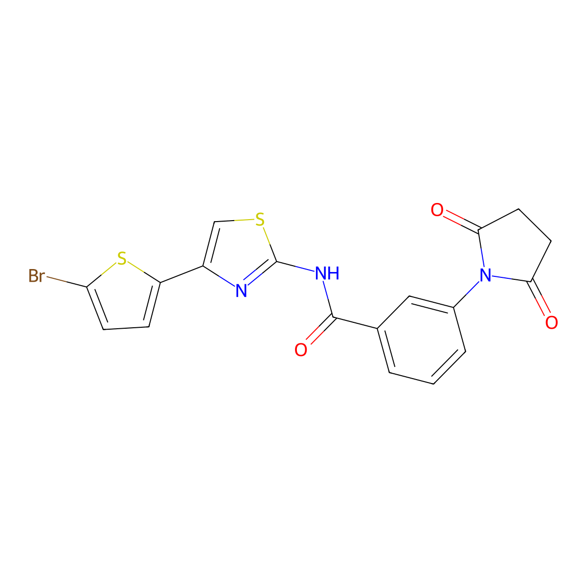 N-[4-(5-bromothiophen-2-yl)-1,3-thiazol-2-yl]-3-(2,5-dioxopyrrolidin-1-yl)benzamide molecular structure, CAS 361479-49-4