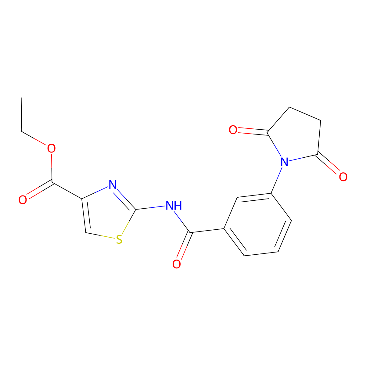 Ethyl 2-(3-(2,5-dioxopyrrolidin-1-yl)benzamido)thiazole-4-carboxylate molecular structure, CAS 361479-50-7