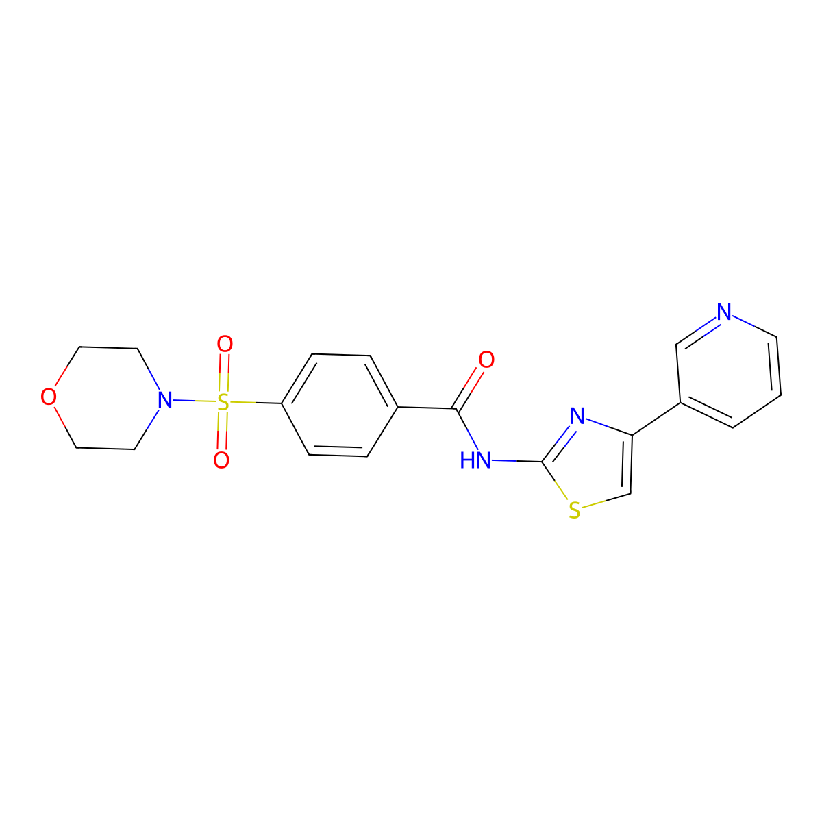 4-(morpholinosulfonyl)-N-(4-(pyridin-3-yl)thiazol-2-yl)benzamide molecular structure, CAS 361479-56-3