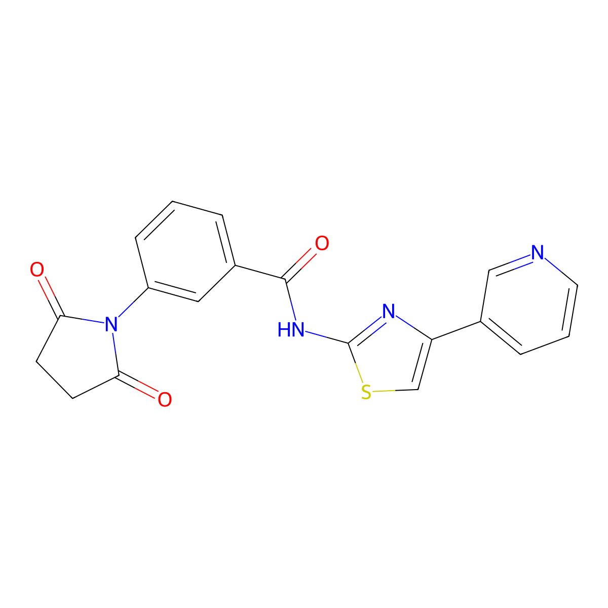 3-(2,5-dioxopyrrolidin-1-yl)-N-(4-(pyridin-3-yl)thiazol-2-yl)benzamide molecular structure, CAS 361479-60-9