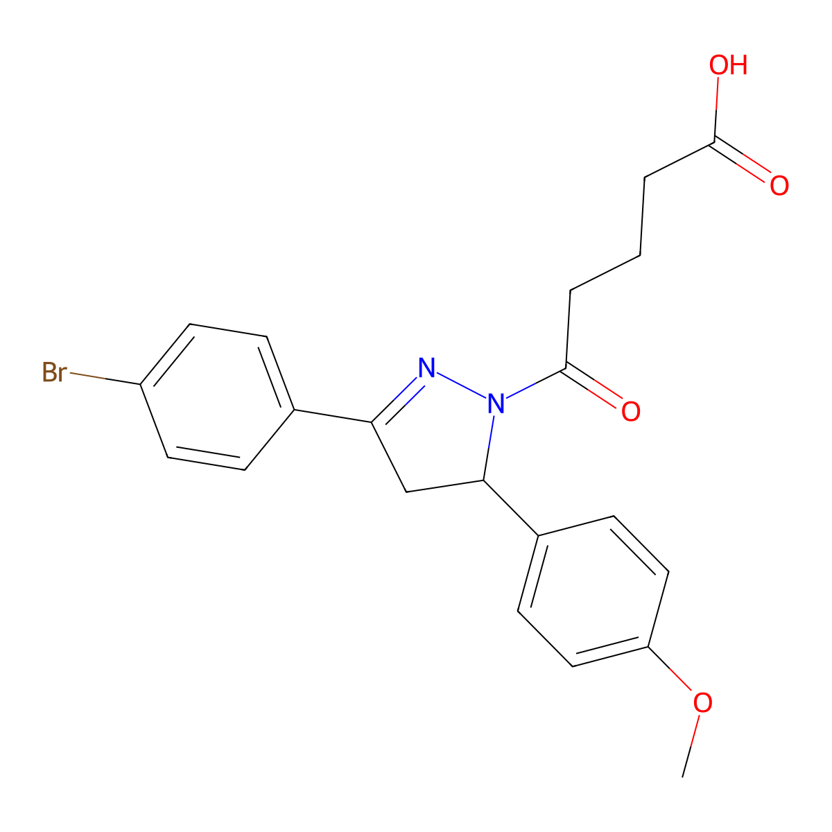 5-[3-(4-bromophenyl)-5-(4-methoxyphenyl)-4,5-dihydro-1H-pyrazol-1-yl]-5-oxopentanoic acid molecular structure, CAS 361479-66-5