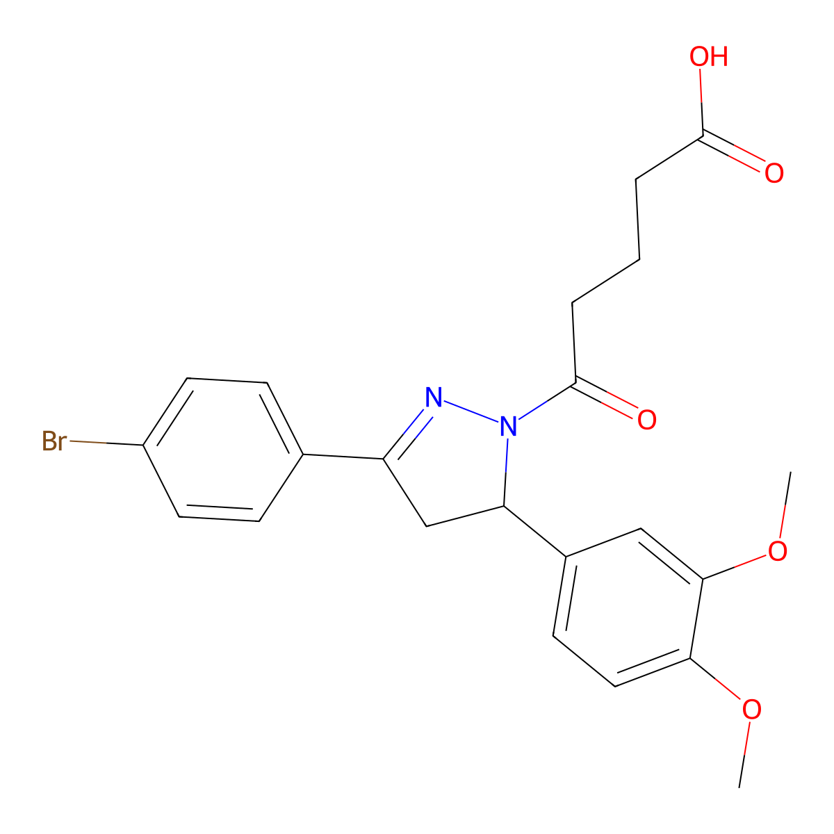 5-[3-(4-bromophenyl)-5-(3,4-dimethoxyphenyl)-4,5-dihydro-1H-pyrazol-1-yl]-5-oxopentanoic acid molecular structure, CAS 361479-69-8