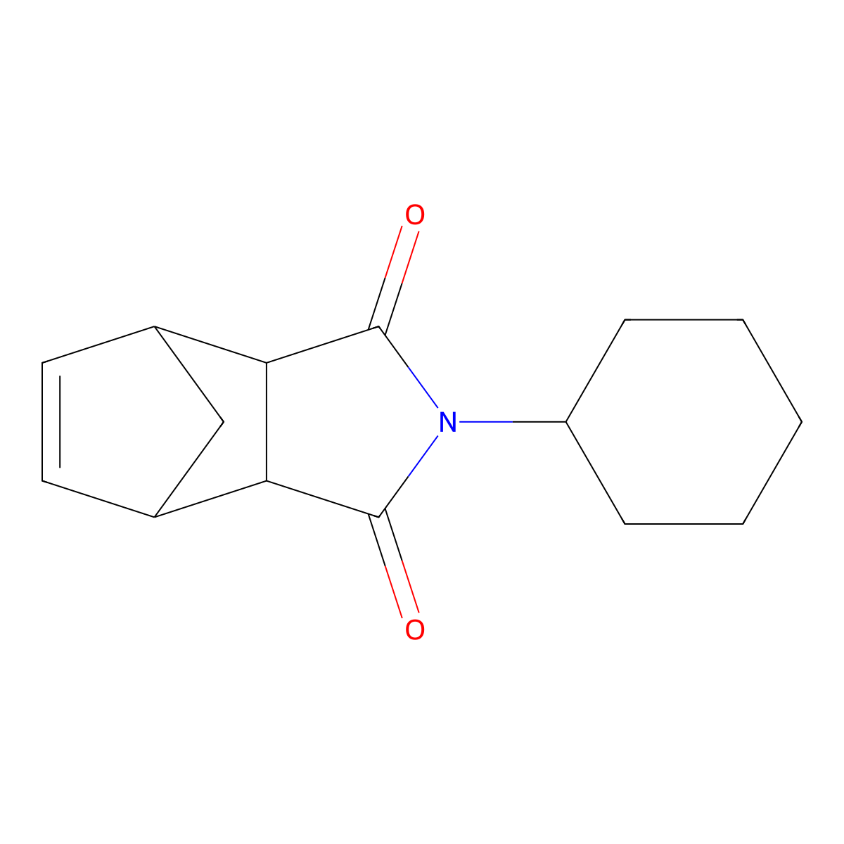 2-Cyclohexyl-3a,4,7,7a-tetrahydro-4,7-methano-1H-isoindole-1,3(2H)-dione molecular structure, CAS 36148-77-3
