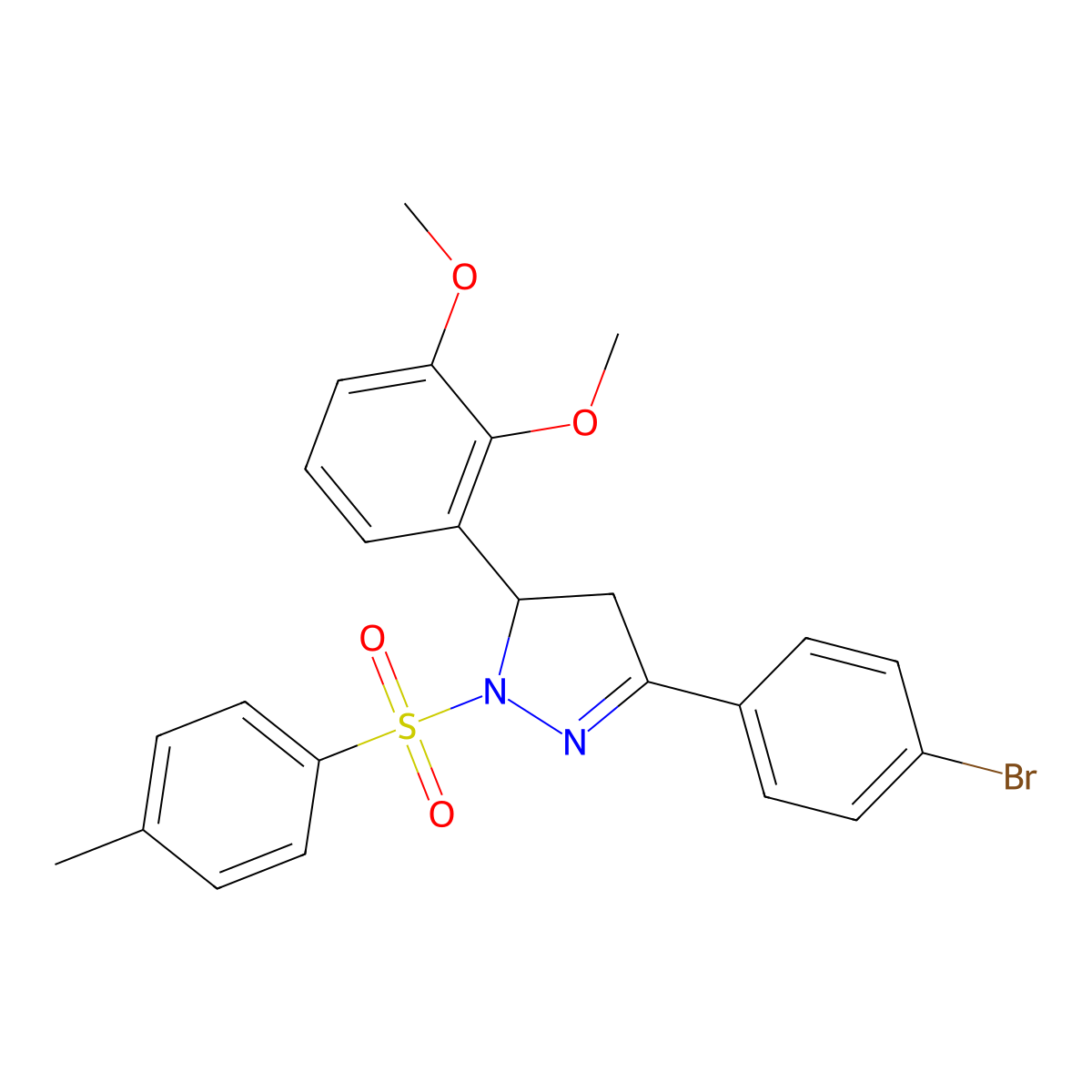 3-(4-bromophenyl)-5-(2,3-dimethoxyphenyl)-1-tosyl-4,5-dihydro-1H-pyrazole molecular structure, CAS 361480-16-2