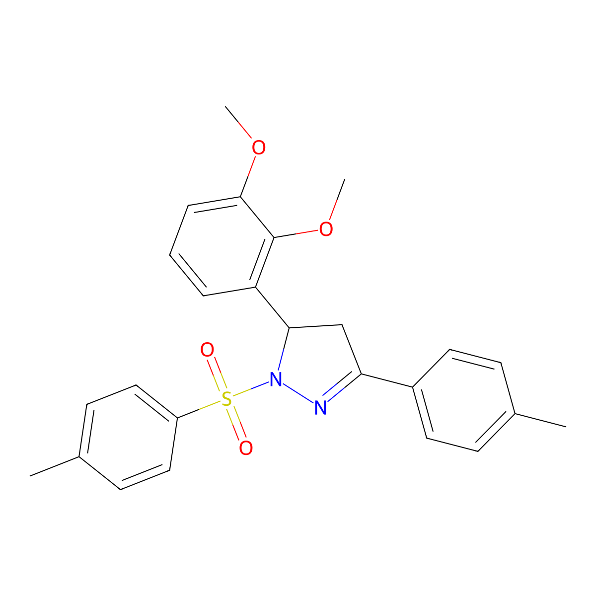 5-(2,3-dimethoxyphenyl)-3-(p-tolyl)-1-tosyl-4,5-dihydro-1H-pyrazole molecular structure, CAS 361480-18-4