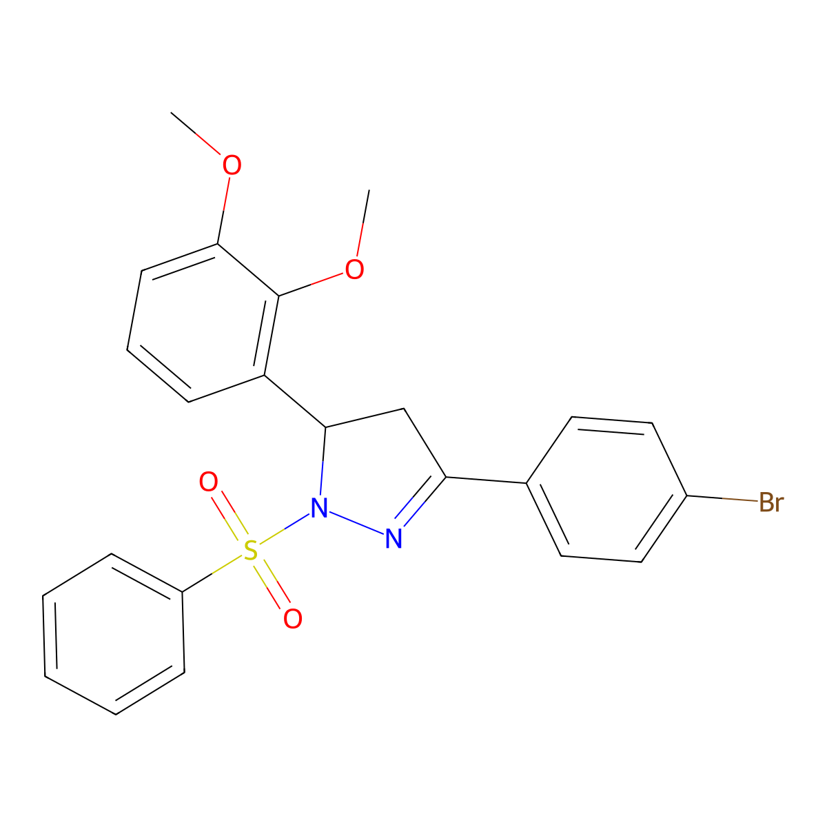 5-(2,3-Dimethoxyphenyl)-3-(4-bromophenyl)-1-(phenylsulfonyl)-2-pyrazoline molecular structure, CAS 361480-19-5