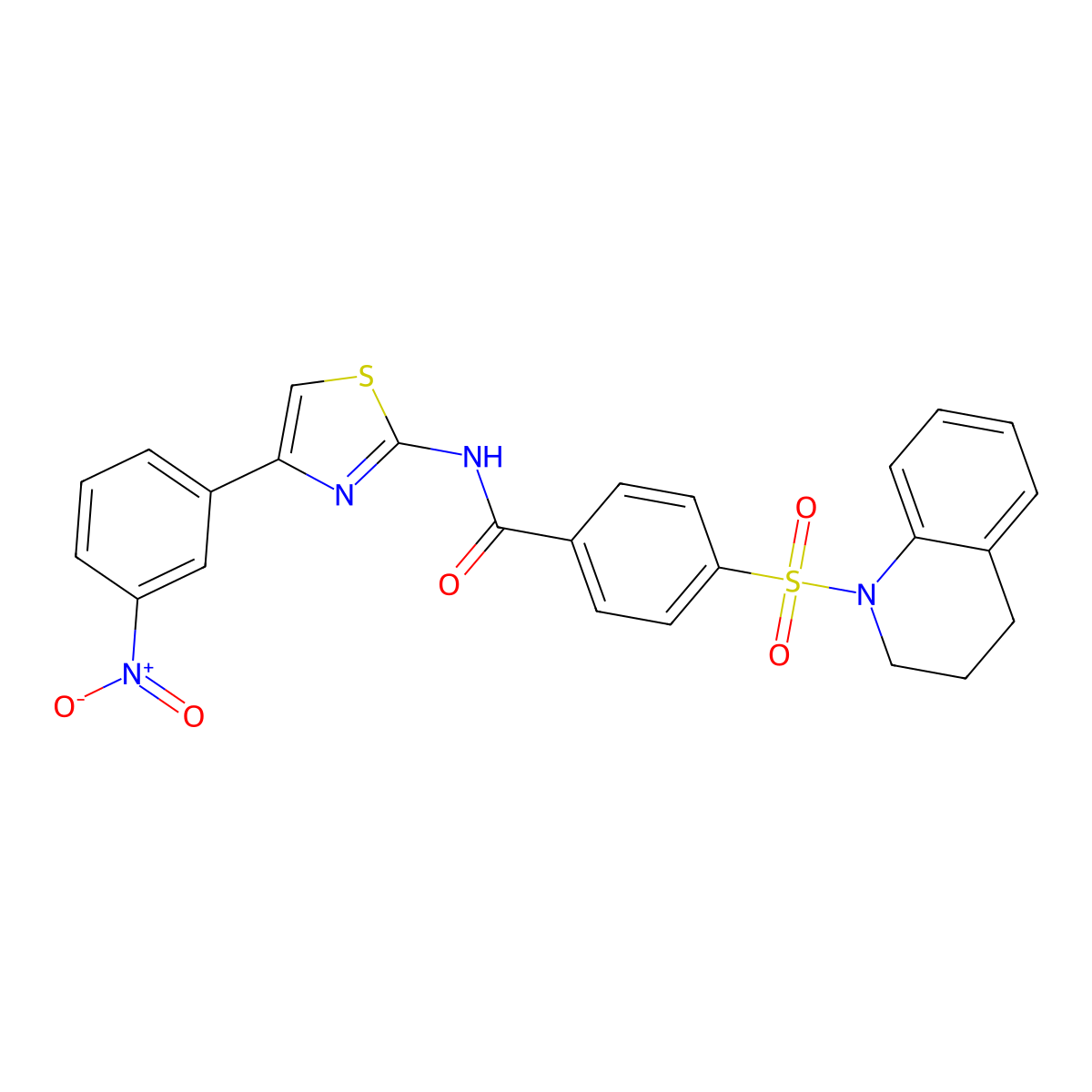 4-((3,4-dihydroquinolin-1(2H)-yl)sulfonyl)-N-(4-(3-nitrophenyl)thiazol-2-yl)benzamide molecular structure, CAS 361480-38-8