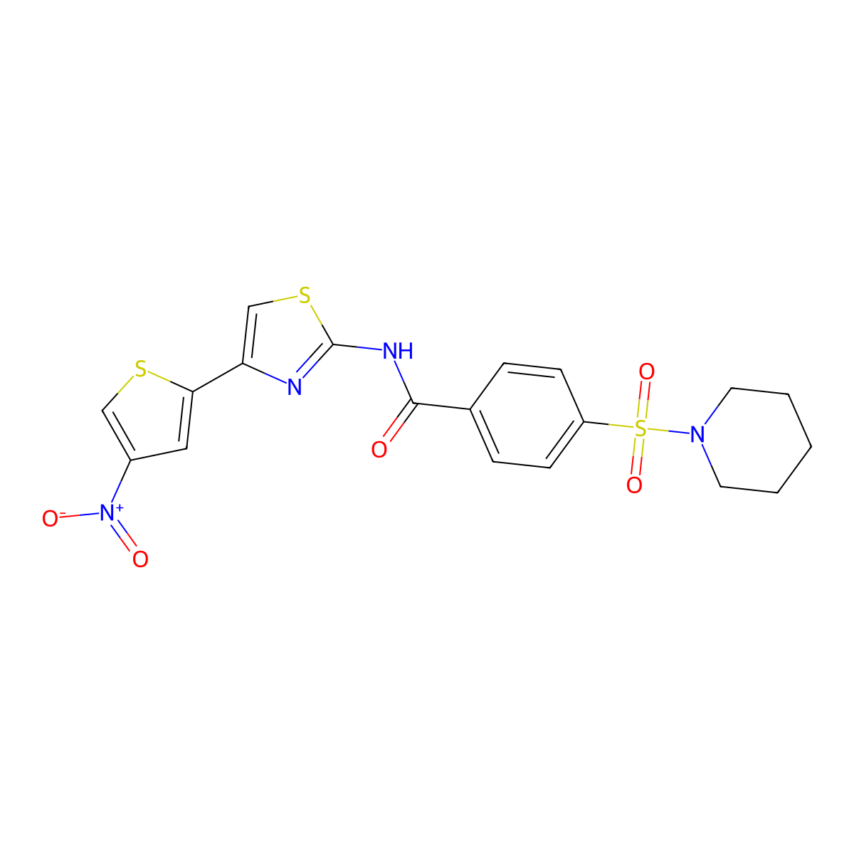 N-(4-(4-nitrothiophen-2-yl)thiazol-2-yl)-4-(piperidin-1-ylsulfonyl)benzamide molecular structure, CAS 361480-40-2