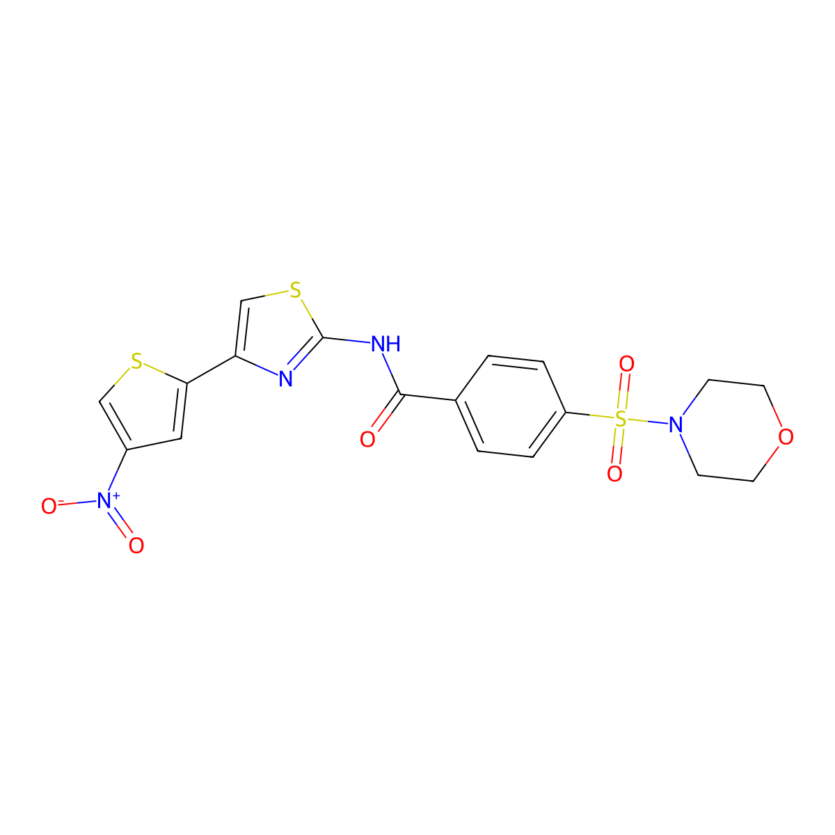 4-(morpholinosulfonyl)-N-(4-(4-nitrothiophen-2-yl)thiazol-2-yl)benzamide molecular structure, CAS 361480-41-3