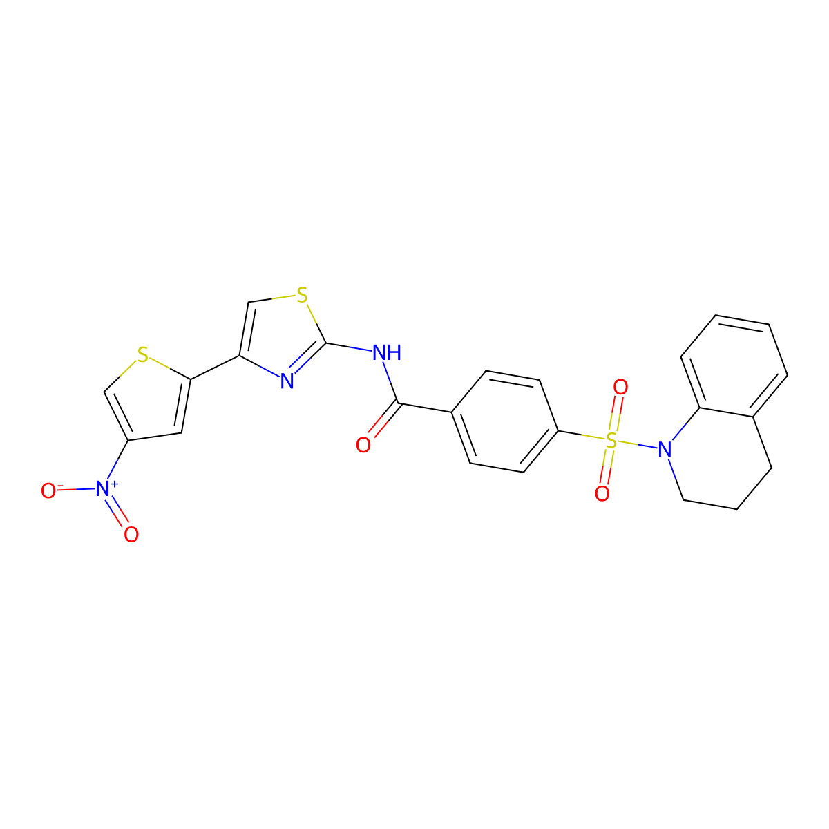 4-((3,4-dihydroquinolin-1(2H)-yl)sulfonyl)-N-(4-(4-nitrothiophen-2-yl)thiazol-2-yl)benzamide molecular structure, CAS 361480-44-6
