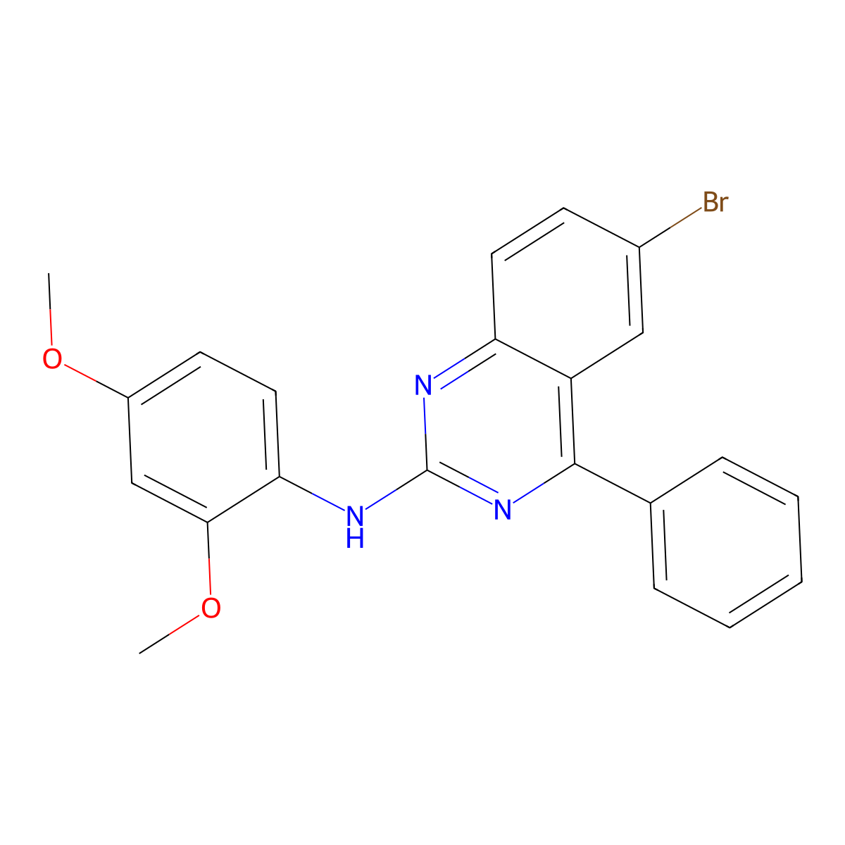 6-bromo-N-(2,4-dimethoxyphenyl)-4-phenylquinazolin-2-amine molecular structure, CAS 361480-48-0