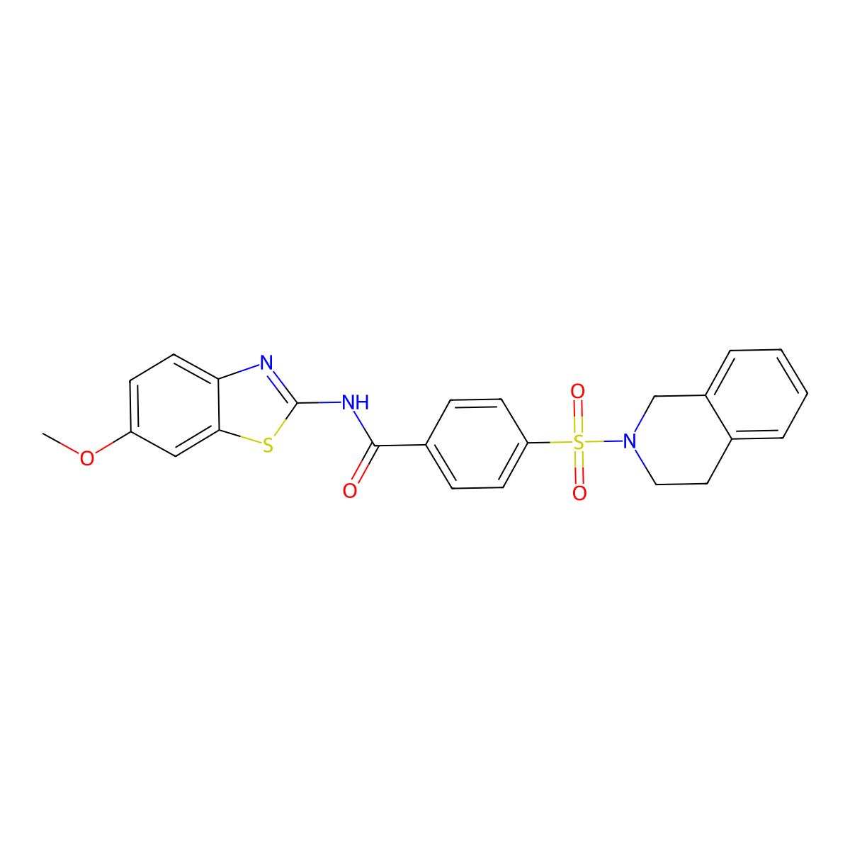 4-((3,4-dihydroisoquinolin-2(1H)-yl)sulfonyl)-N-(6-methoxybenzo[d]thiazol-2-yl)benzamide molecular structure, CAS 361480-49-1