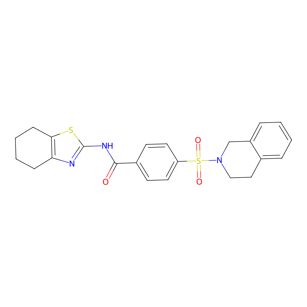 4-((3,4-dihydroisoquinolin-2(1H)-yl)sulfonyl)-N-(4,5,6,7-tetrahydrobenzo[d]thiazol-2-yl)benzamide molecular structure, CAS 361480-55-9