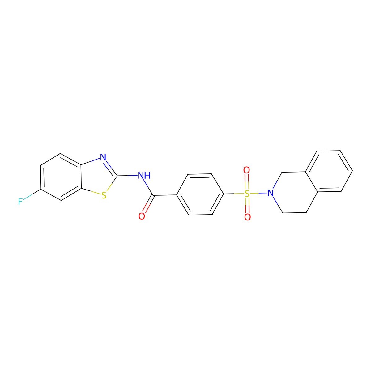 N-(6-fluoro-1,3-benzothiazol-2-yl)-4-(1,2,3,4-tetrahydroisoquinoline-2-sulfonyl)benzamide molecular structure, CAS 361480-56-0