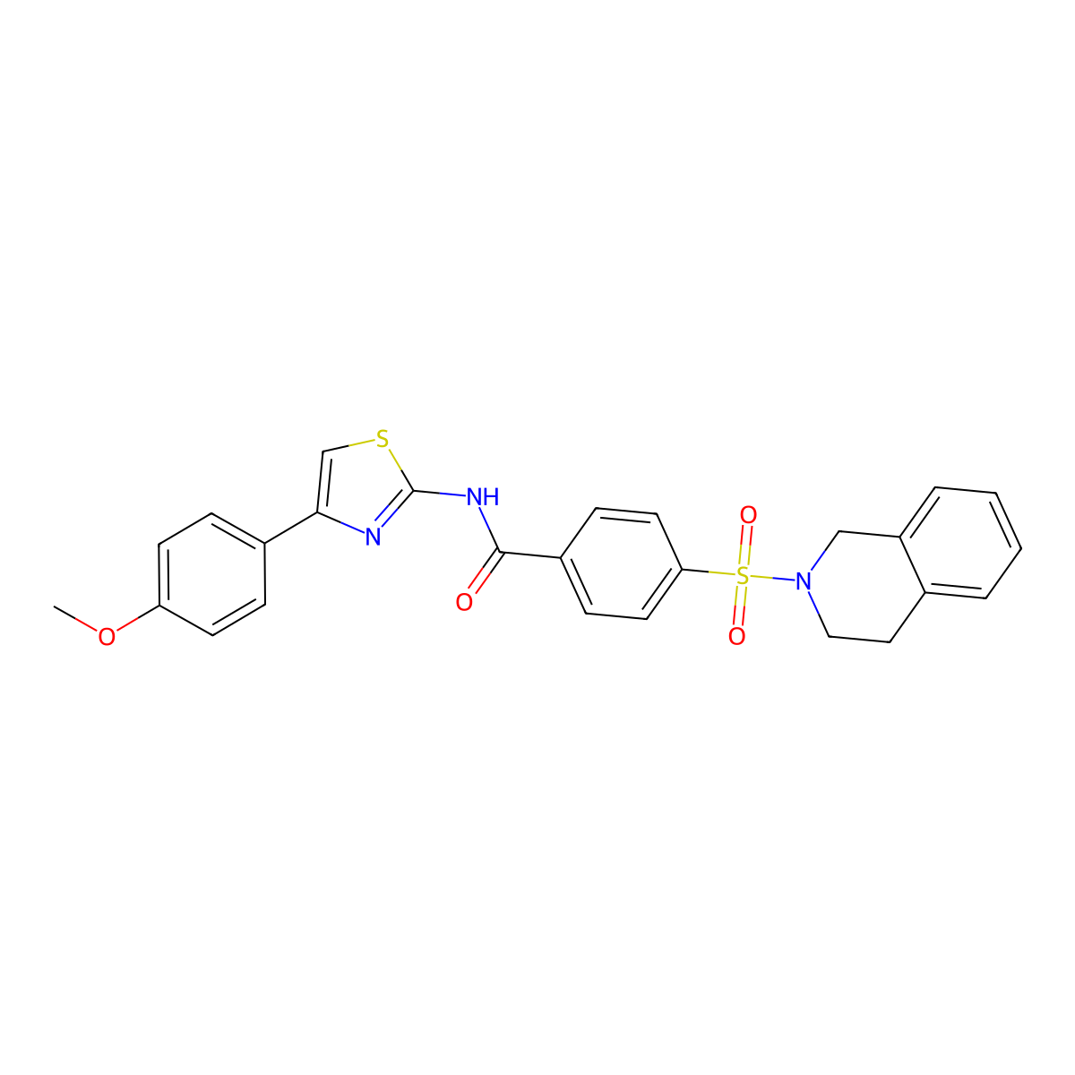 4-((3,4-dihydroisoquinolin-2(1H)-yl)sulfonyl)-N-(4-(4-methoxyphenyl)thiazol-2-yl)benzamide molecular structure, CAS 361480-58-2