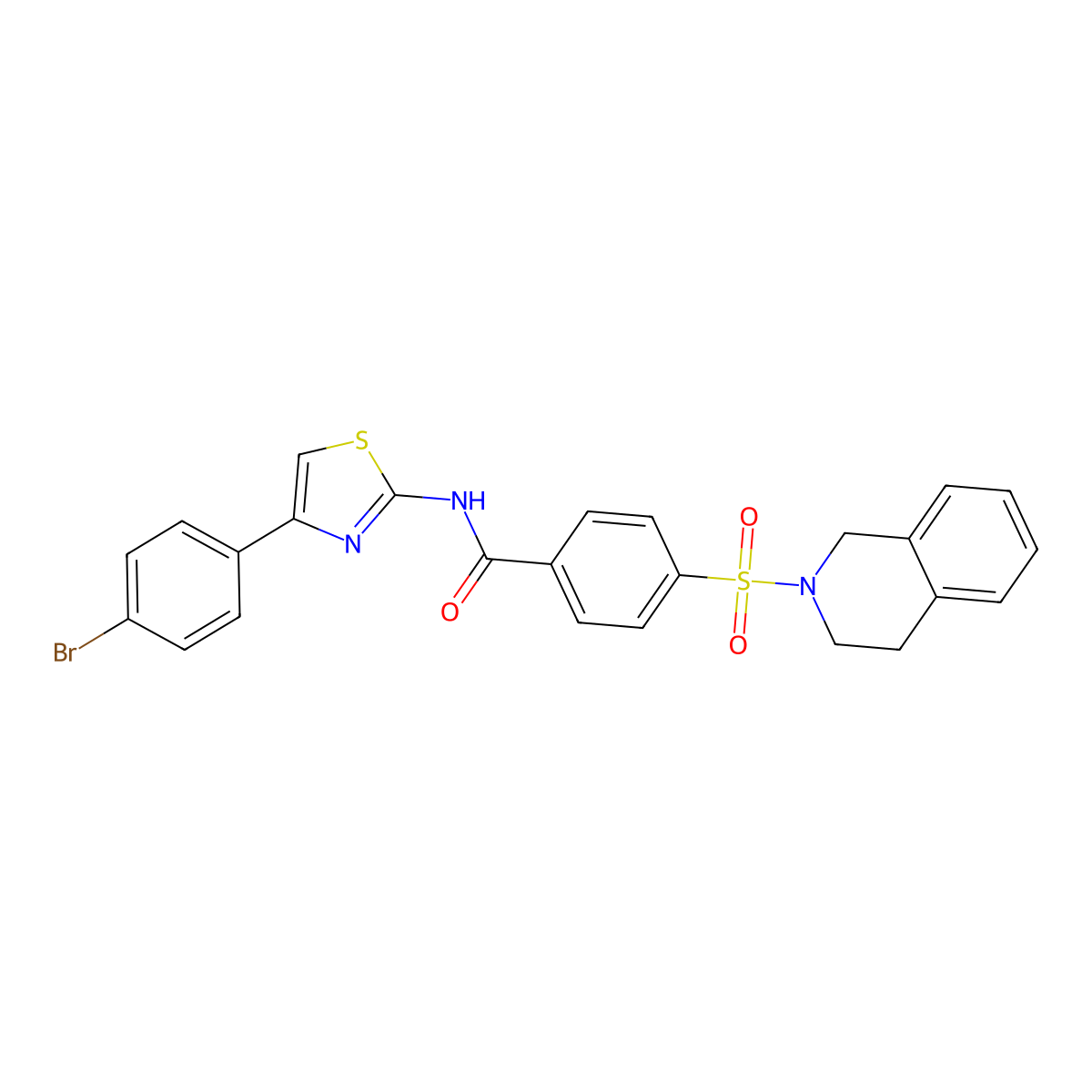 N-[4-(4-bromophenyl)-1,3-thiazol-2-yl]-4-(3,4-dihydro-1H-isoquinolin-2-ylsulfonyl)benzamide molecular structure, CAS 361480-59-3