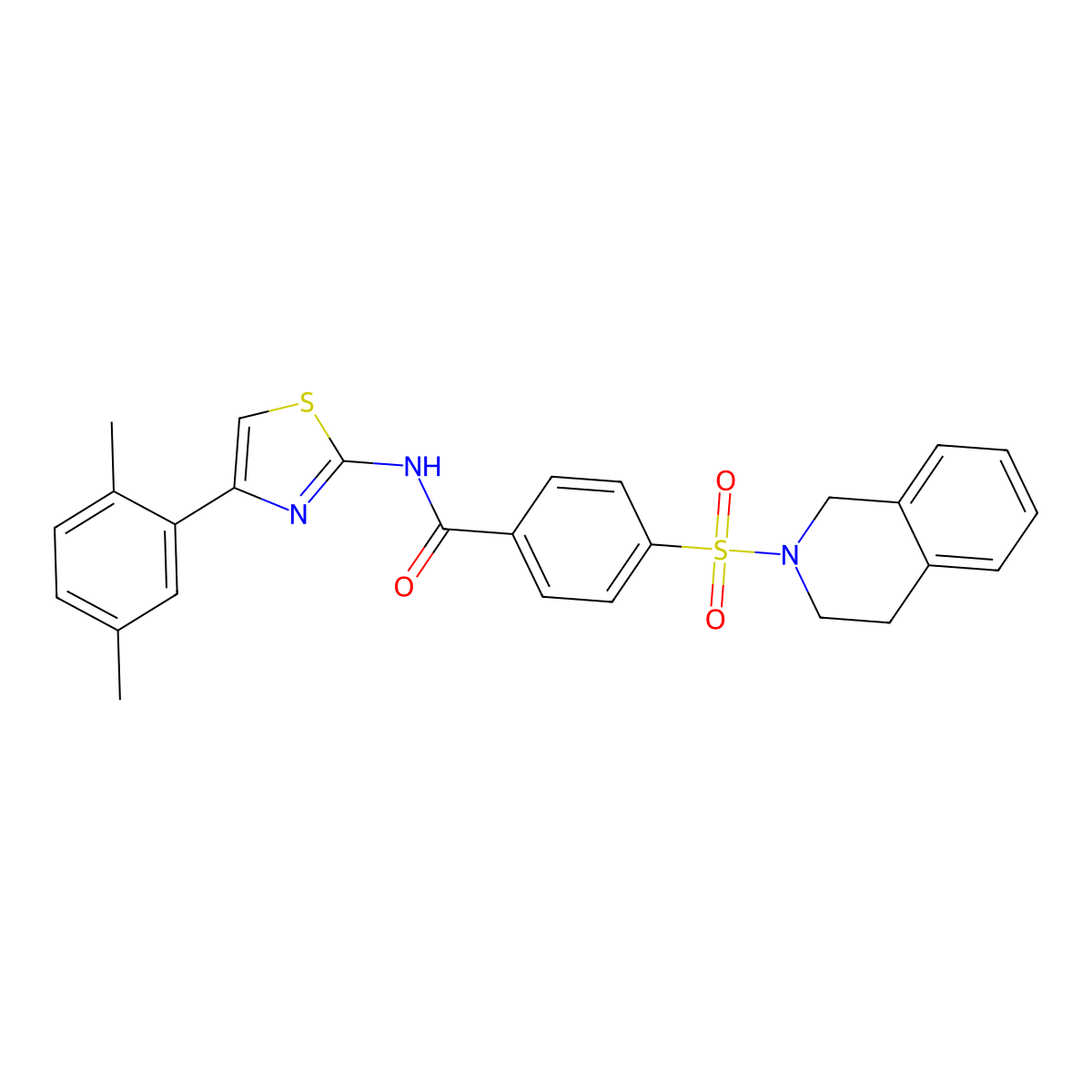 4-(3,4-dihydro-1H-isoquinolin-2-ylsulfonyl)-N-[4-(2,5-dimethylphenyl)-1,3-thiazol-2-yl]benzamide molecular structure, CAS 361480-62-8