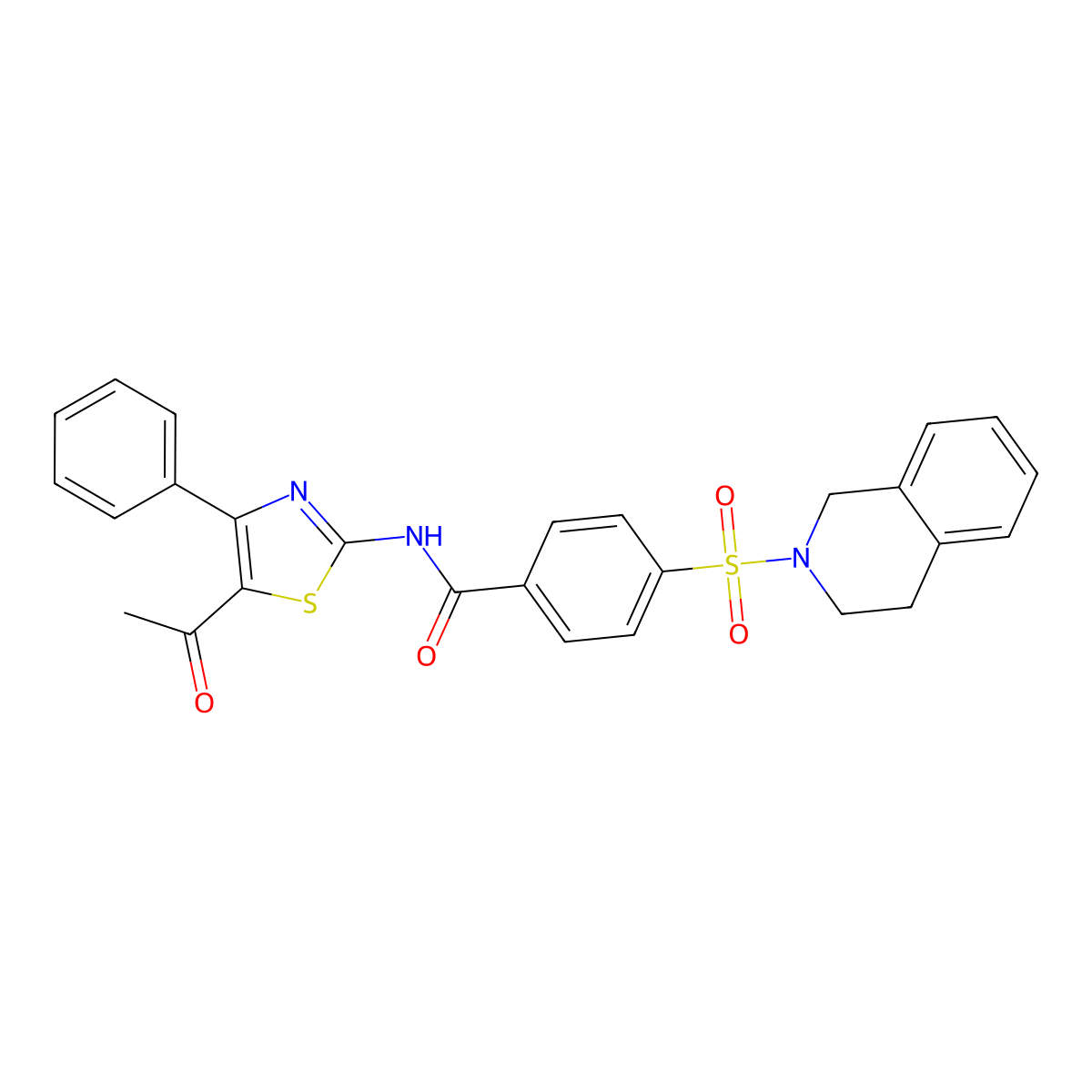 N-(5-acetyl-4-phenylthiazol-2-yl)-4-((3,4-dihydroisoquinolin-2(1H)-yl)sulfonyl)benzamide molecular structure, CAS 361480-64-0