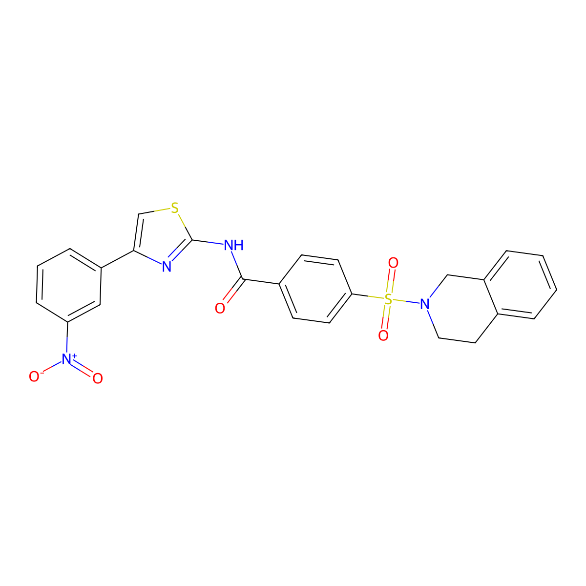 4-((3,4-dihydroisoquinolin-2(1H)-yl)sulfonyl)-N-(4-(3-nitrophenyl)thiazol-2-yl)benzamide molecular structure, CAS 361480-65-1