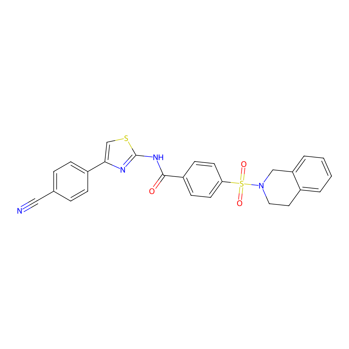 N-(4-(4-cyanophenyl)thiazol-2-yl)-4-((3,4-dihydroisoquinolin-2(1H)-yl)sulfonyl)benzamide molecular structure, CAS 361480-69-5