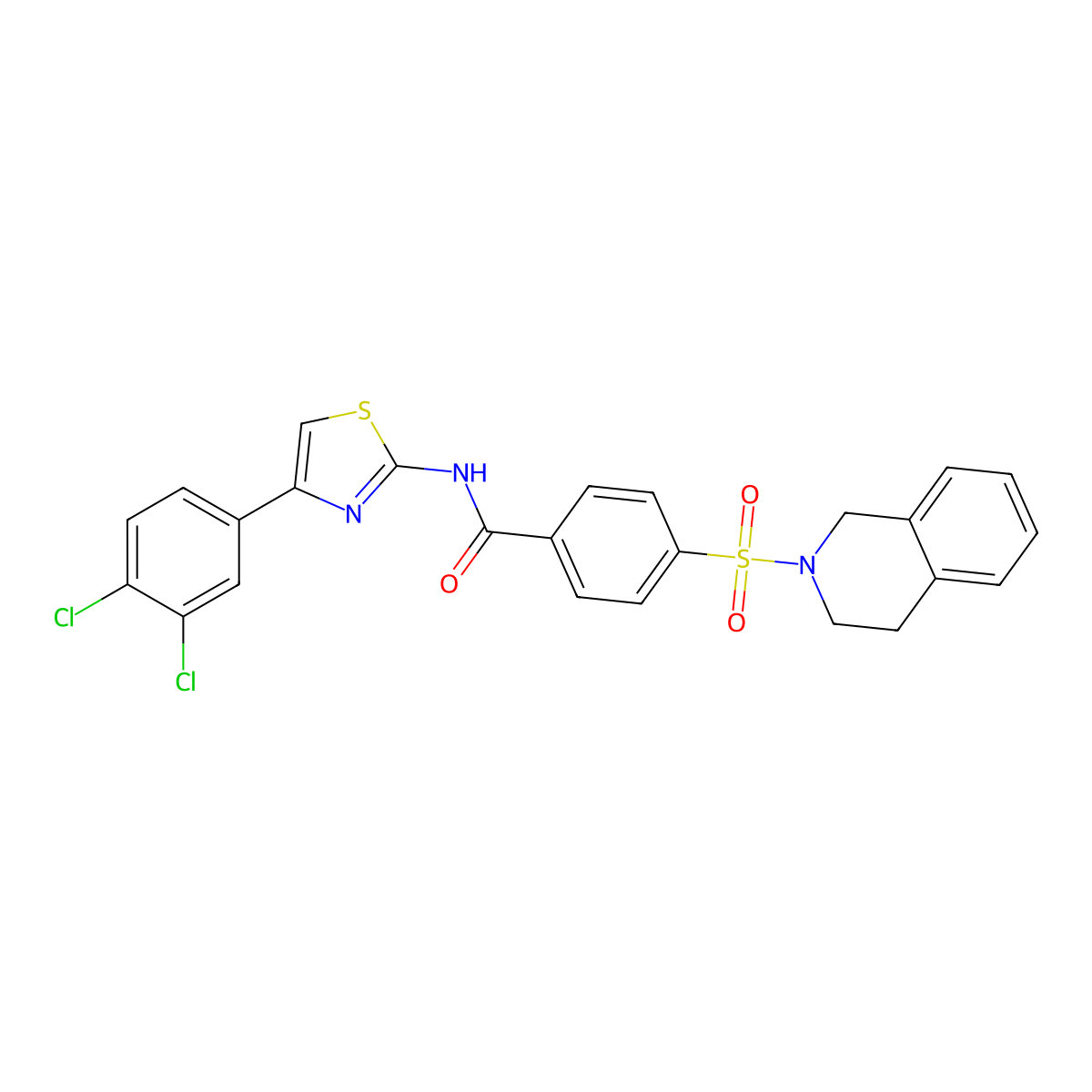 N-[4-(3,4-dichlorophenyl)-1,3-thiazol-2-yl]-4-(3,4-dihydro-1H-isoquinolin-2-ylsulfonyl)benzamide molecular structure, CAS 361480-72-0