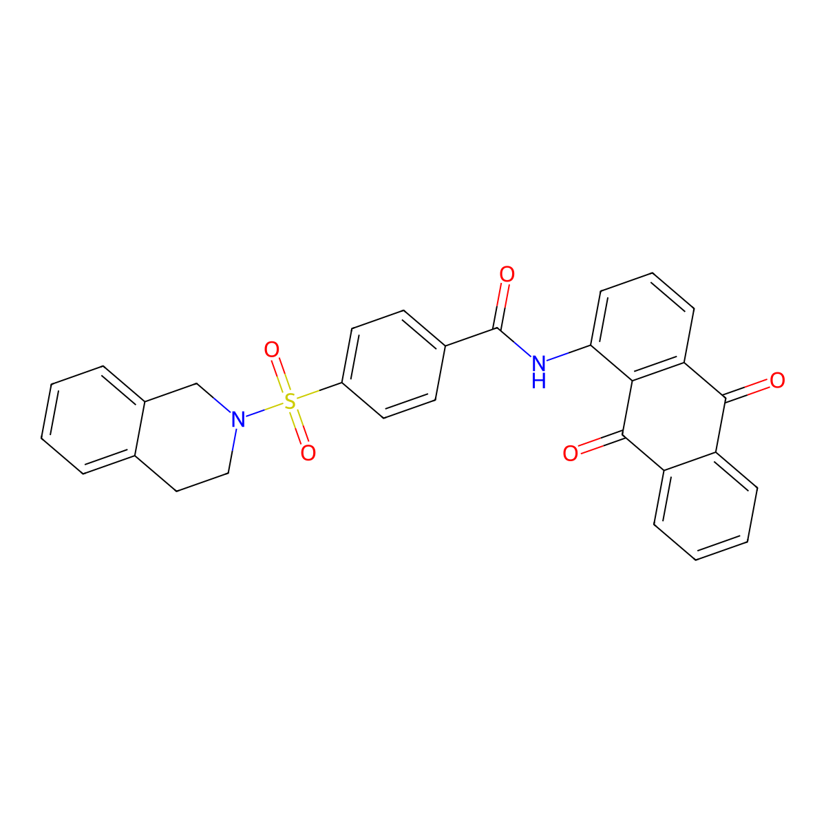 4-((3,4-dihydroisoquinolin-2(1H)-yl)sulfonyl)-N-(9,10-dioxo-9,10-dihydroanthracen-1-yl)benzamide molecular structure, CAS 361480-74-2