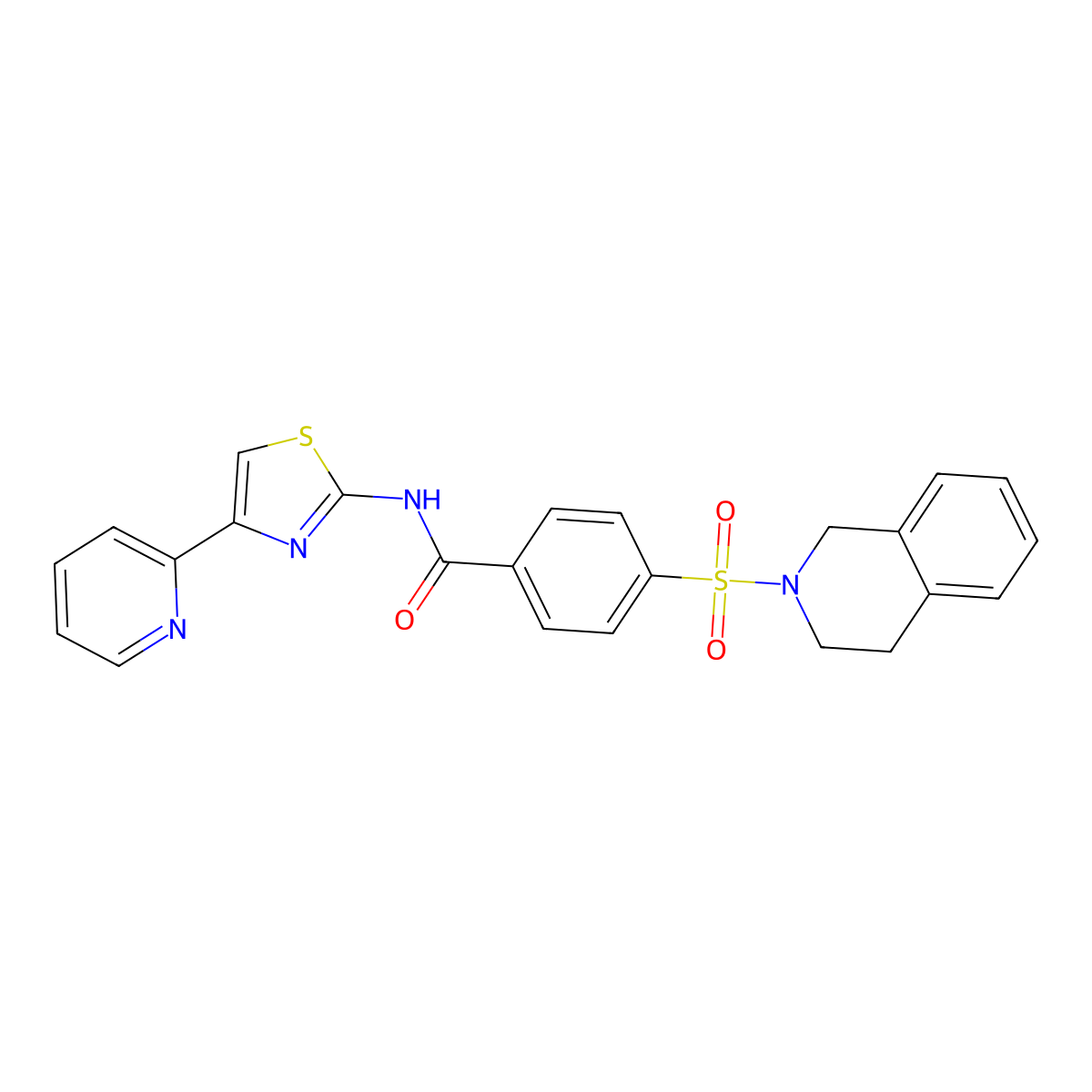 4-(3,4-dihydro-1H-isoquinolin-2-ylsulfonyl)-N-(4-pyridin-2-yl-1,3-thiazol-2-yl)benzamide molecular structure, CAS 361480-75-3