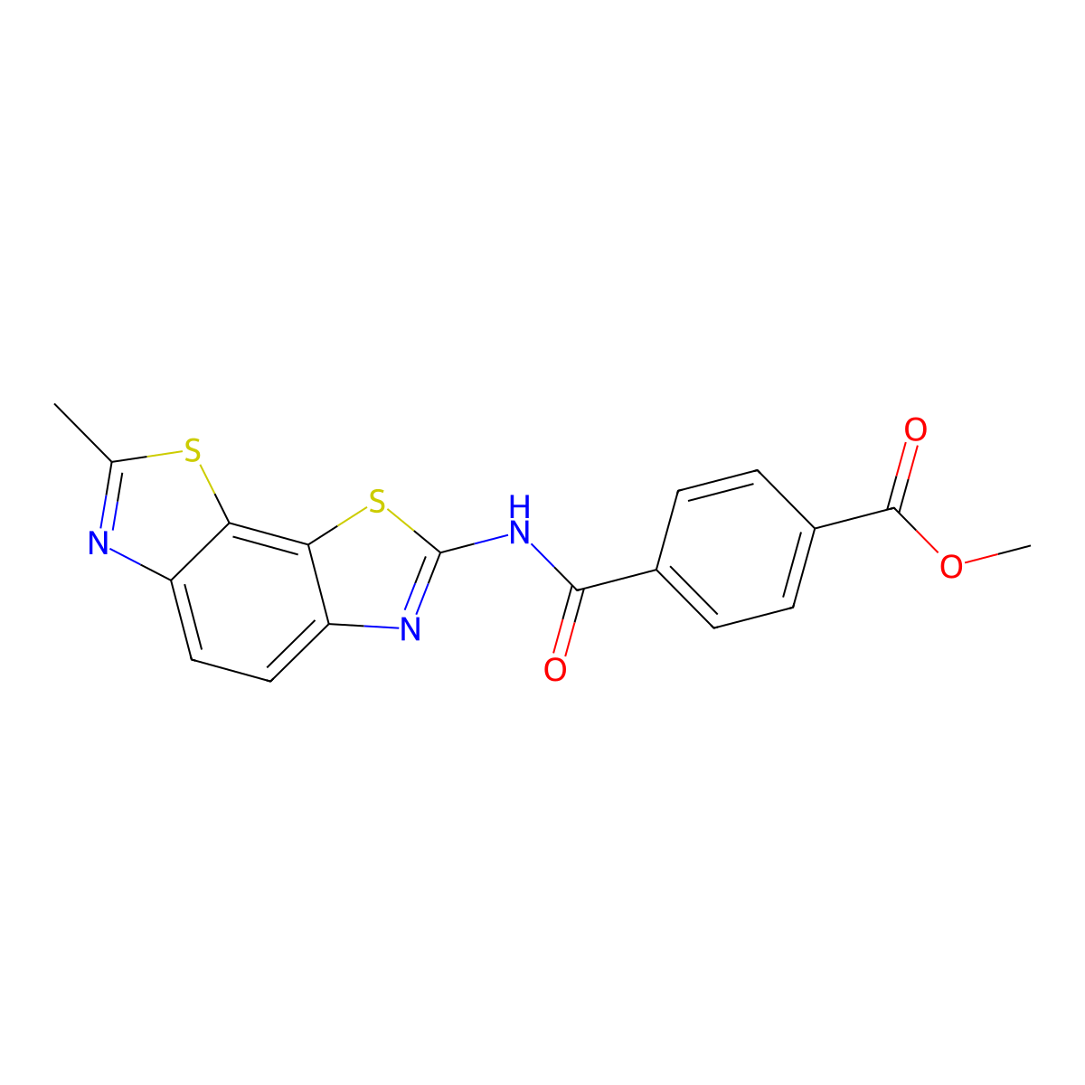 Methyl 4-[(7-methyl-[1,3]thiazolo[4,5-g][1,3]benzothiazol-2-yl)carbamoyl]benzoate molecular structure, CAS 361480-76-4