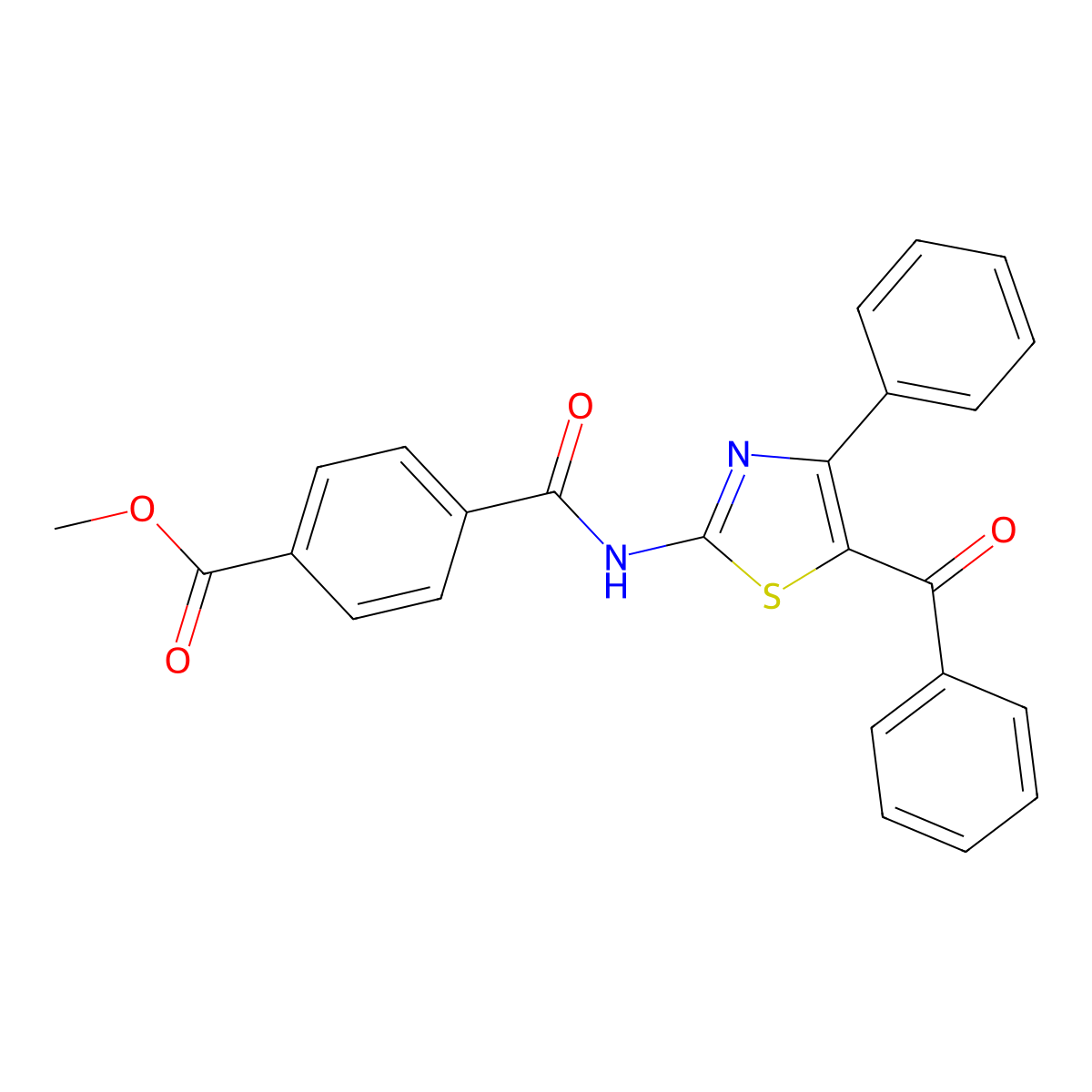 Methyl 4-[(5-benzoyl-4-phenyl-1,3-thiazol-2-yl)carbamoyl]benzoate molecular structure, CAS 361480-78-6