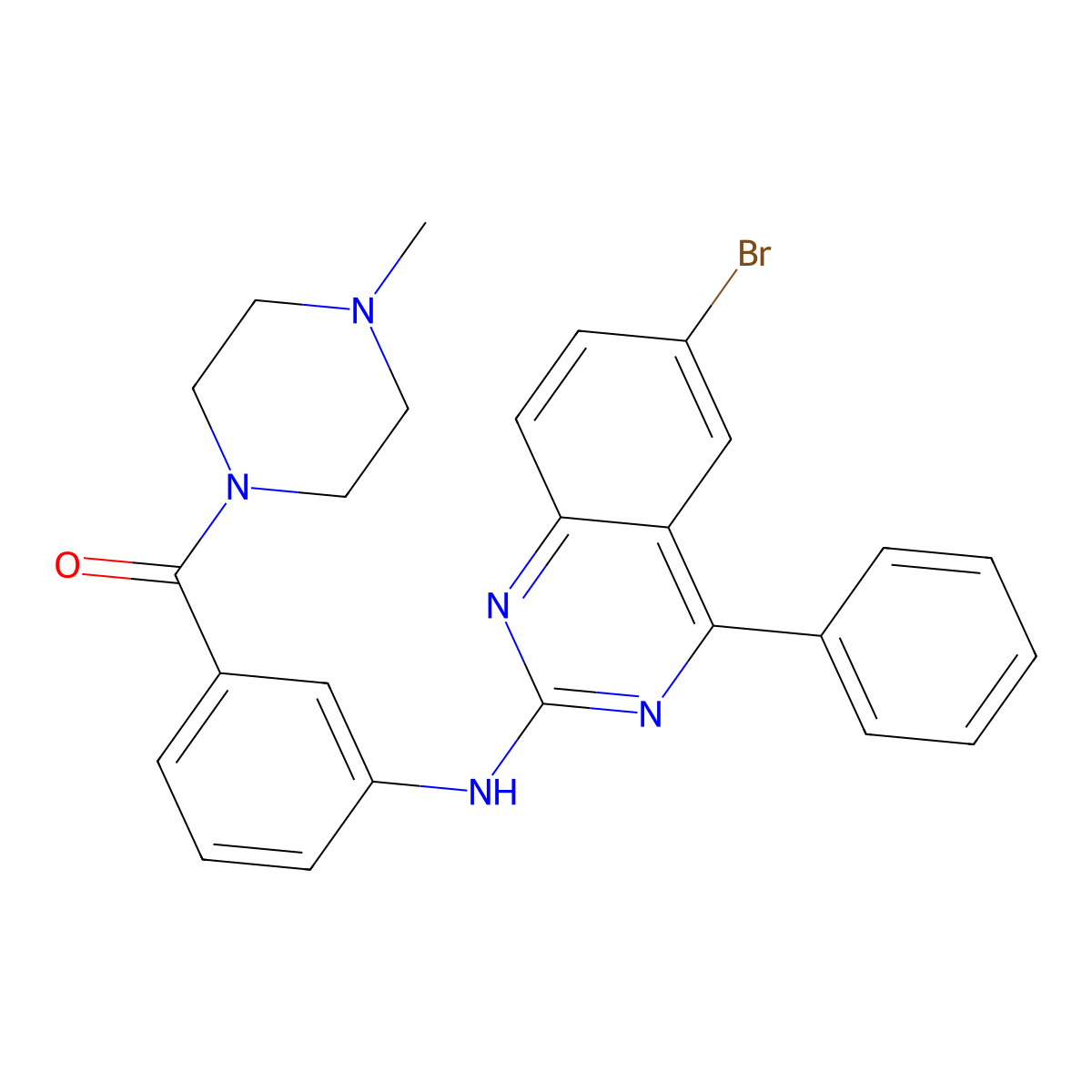 (3-((6-Bromo-4-phenylquinazolin-2-yl)amino)phenyl)(4-methylpiperazin-1-yl)methanone molecular structure, CAS 361480-83-3
