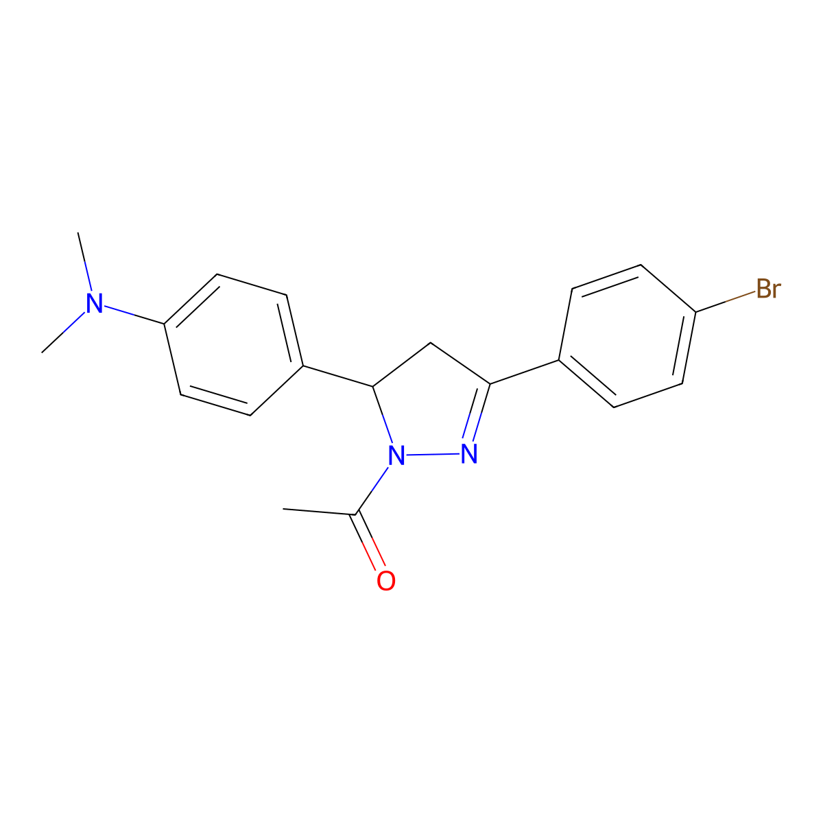 1-Acetyl-5-[4-(dimethylamino)phenyl]-3-(4-bromophenyl)-2-pyrazoline molecular structure, CAS 361480-89-9