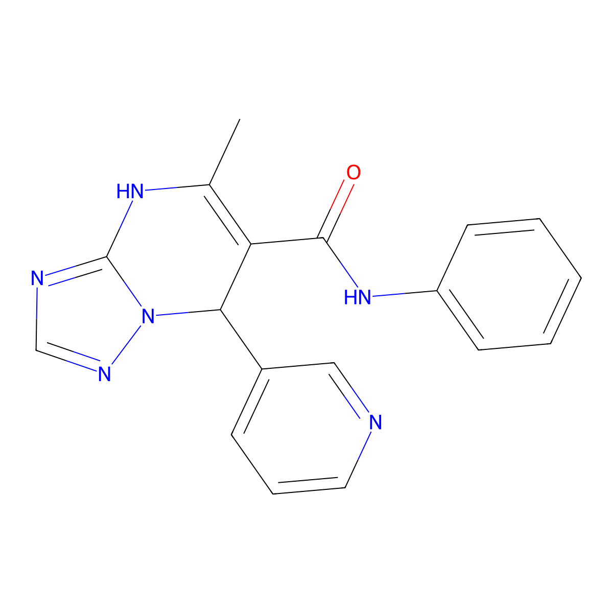 5-methyl-N-phenyl-7-(pyridin-3-yl)-4,7-dihydro[1,2,4]triazolo[1,5-a]pyrimidine-6-carboxamide molecular structure, CAS 361481-15-4