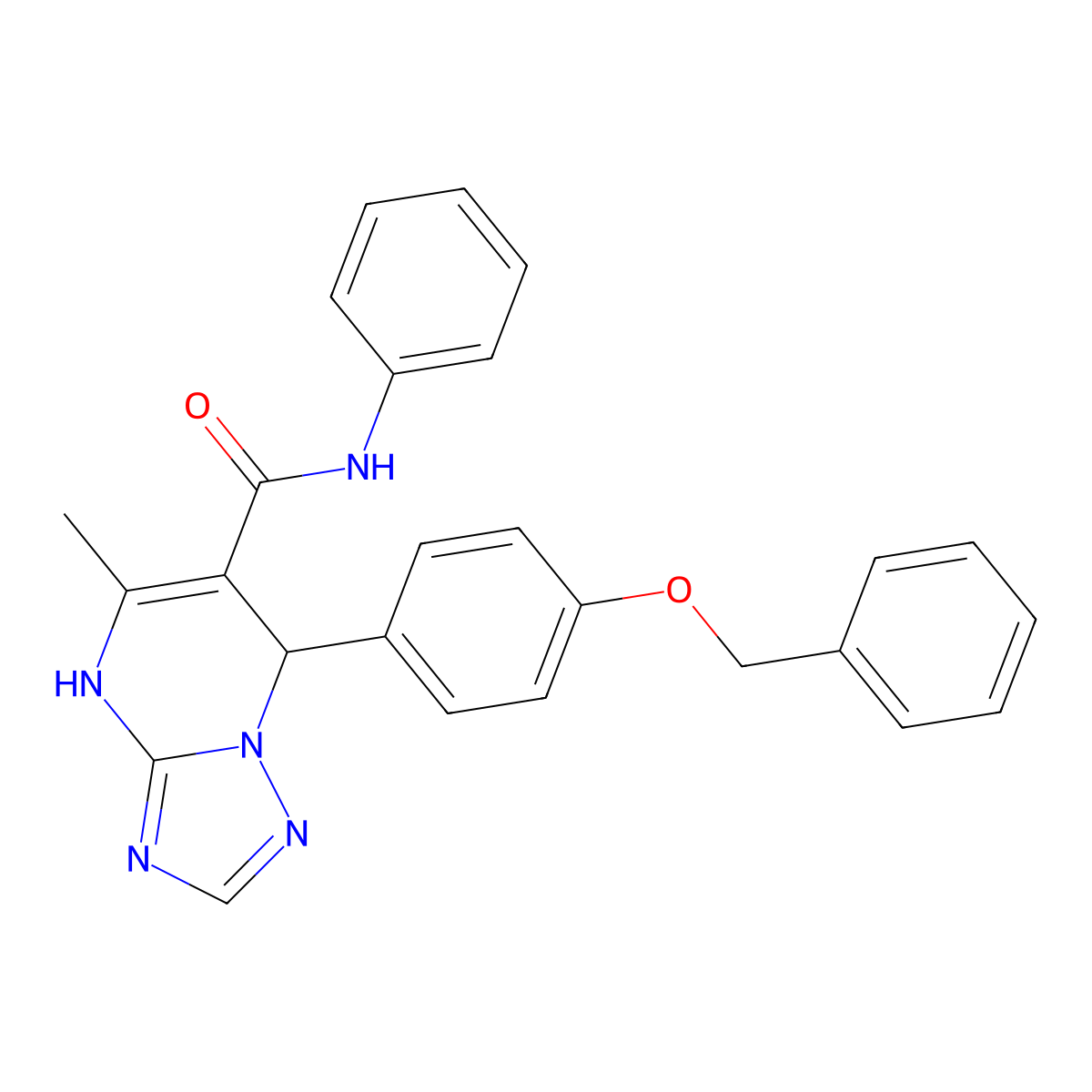 7-[4-(benzyloxy)phenyl]-5-methyl-N-phenyl-4,7-dihydro[1,2,4]triazolo[1,5-a]pyrimidine-6-carboxamide molecular structure, CAS 361481-16-5