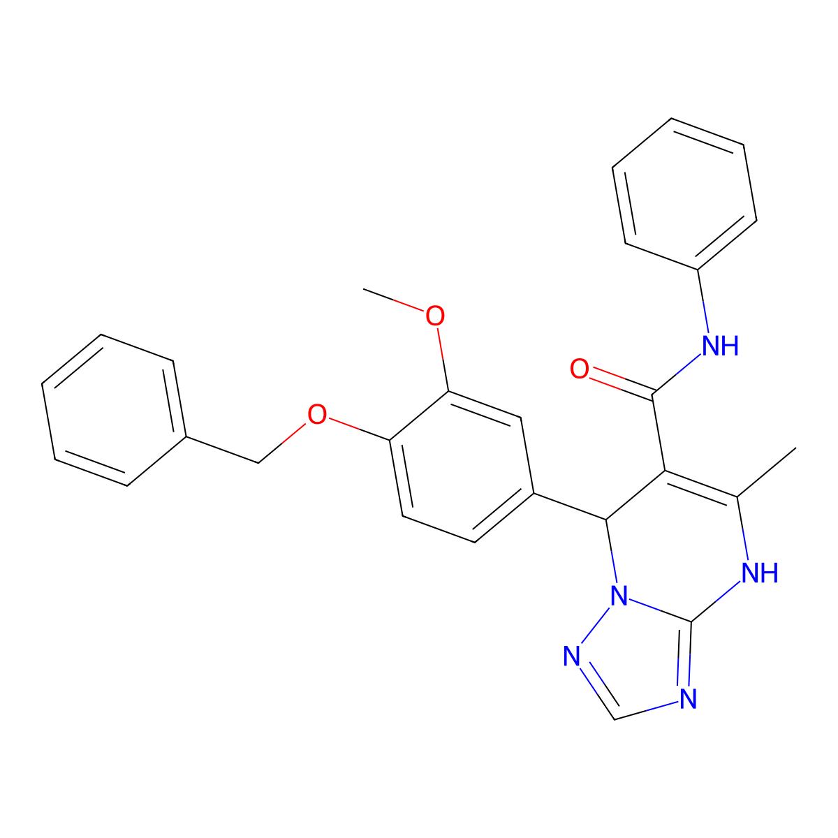 7-[4-(benzyloxy)-3-methoxyphenyl]-5-methyl-N-phenyl-4,7-dihydro[1,2,4]triazolo[1,5-a]pyrimidine-6-carboxamide molecular structure, CAS 361481-17-6