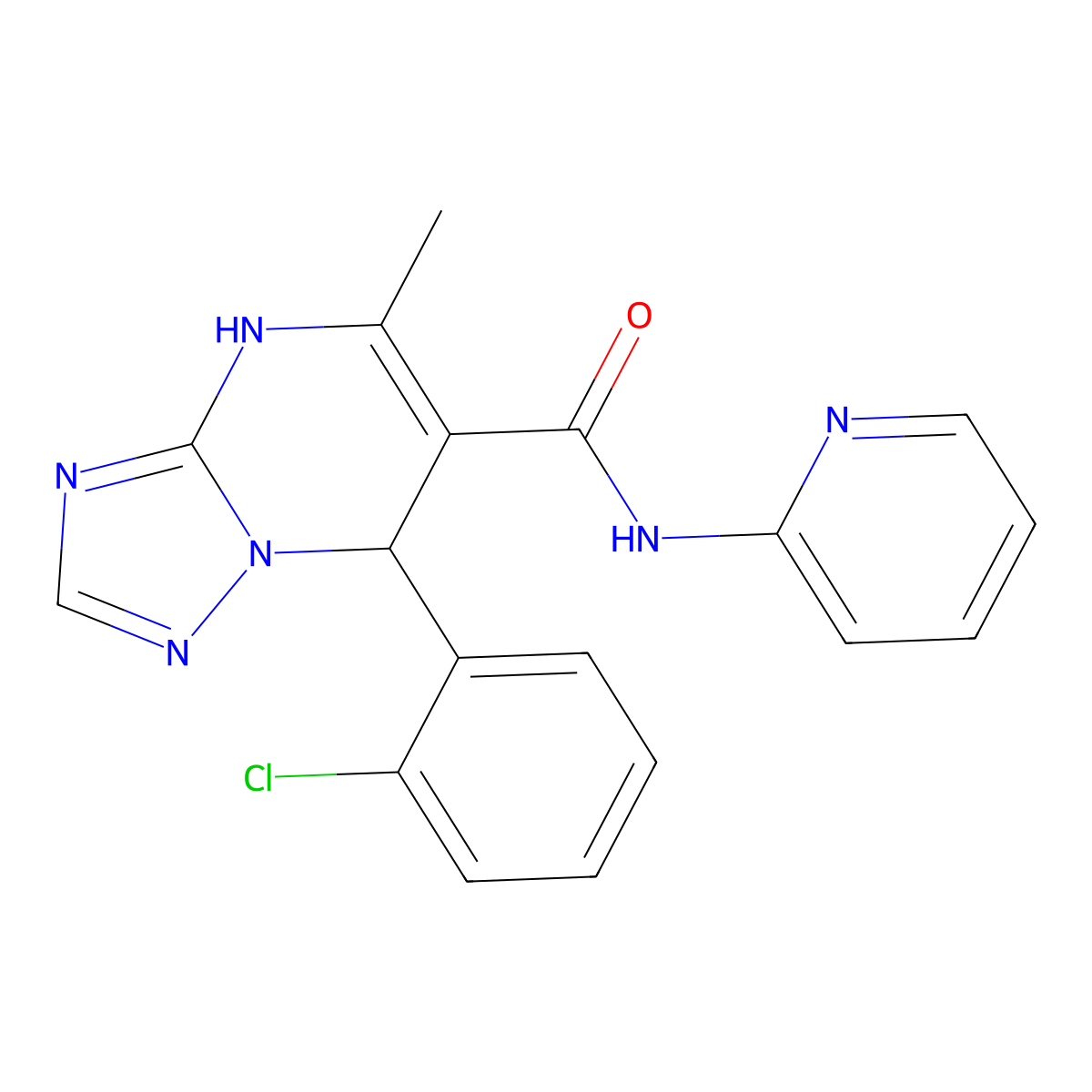 7-(2-chlorophenyl)-5-methyl-N-(pyridin-2-yl)-4,7-dihydro[1,2,4]triazolo[1,5-a]pyrimidine-6-carboxamide molecular structure, CAS 361481-18-7