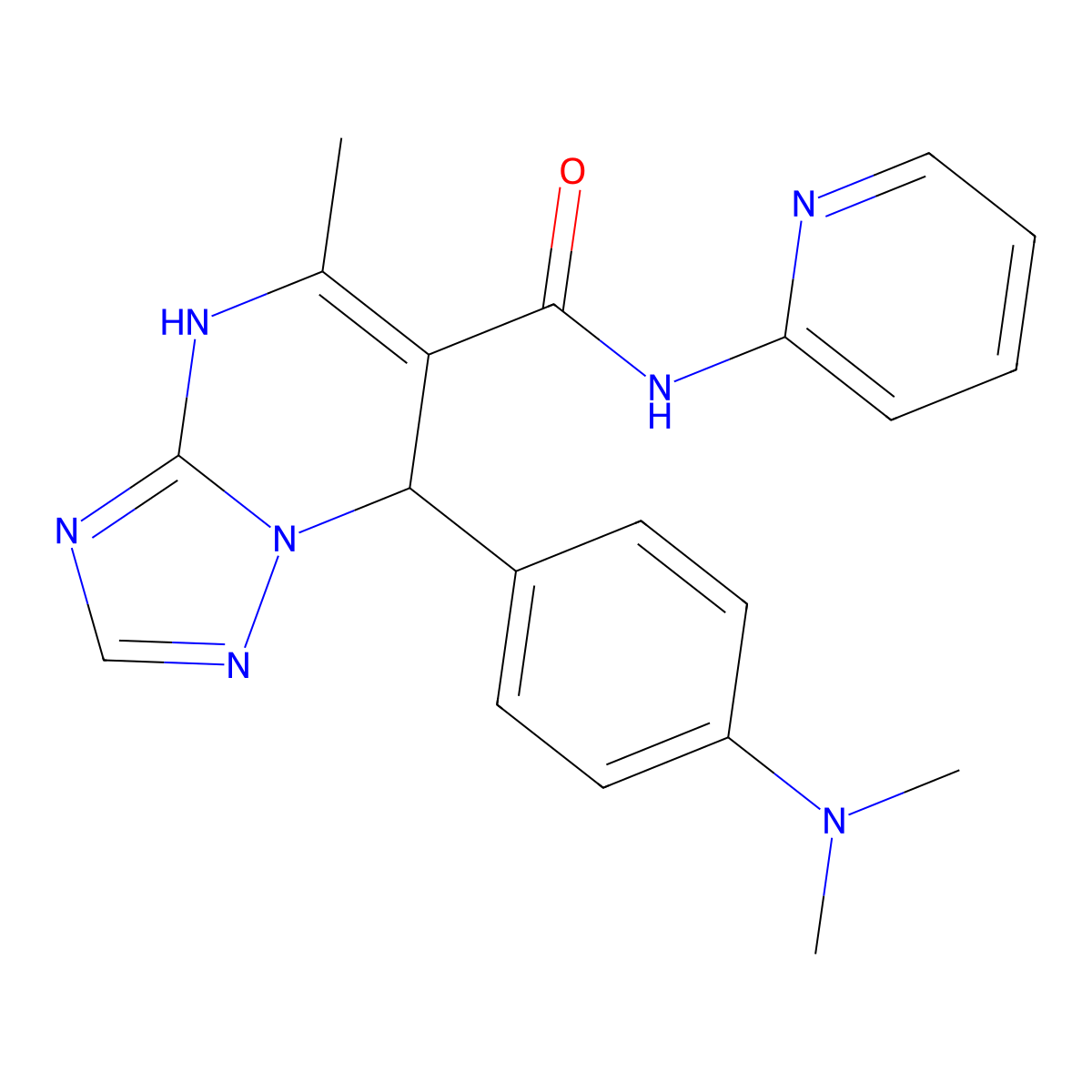 7-[4-(dimethylamino)phenyl]-5-methyl-N-pyridin-2-yl-4,7-dihydro[1,2,4]triazolo[1,5-a]pyrimidine-6-carboxamide molecular structure, CAS 361481-20-1