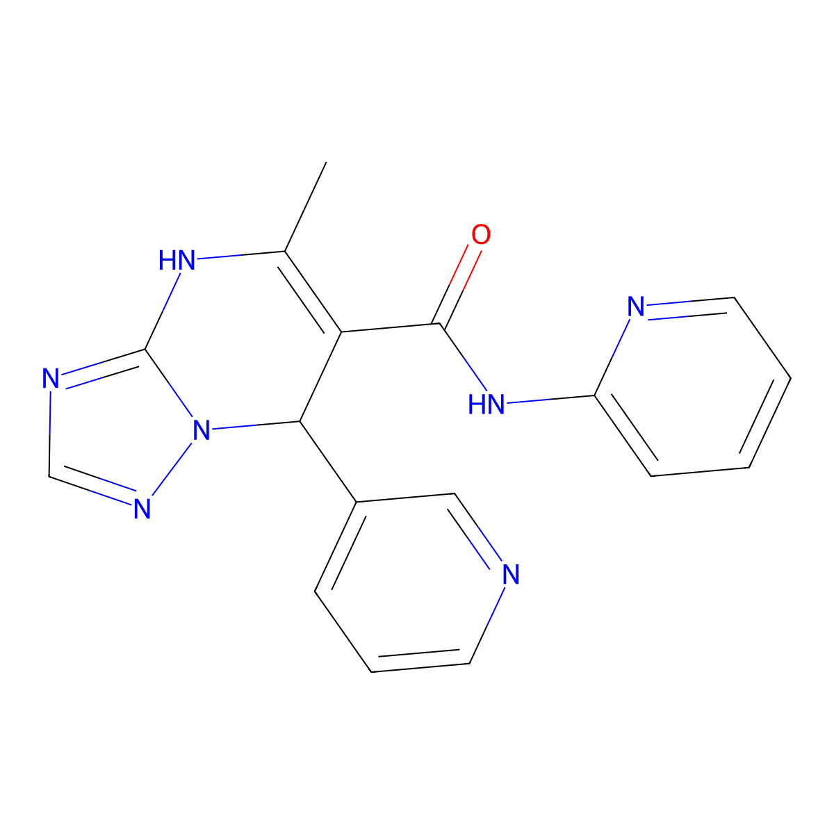 5-methyl-N-(pyridin-2-yl)-7-(pyridin-3-yl)-4,7-dihydro-[1,2,4]triazolo[1,5-a]pyrimidine-6-carboxamide molecular structure, CAS 361481-22-3