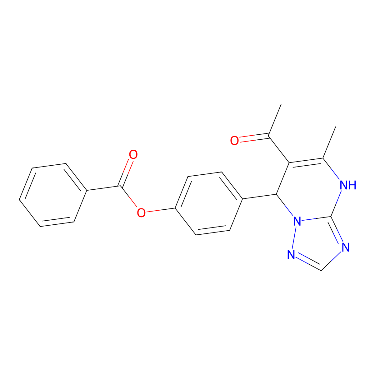 4-(6-Acetyl-5-methyl-4,7-dihydro-[1,2,4]triazolo[1,5-a]pyrimidin-7-yl)phenyl benzoate molecular structure, CAS 361481-30-3